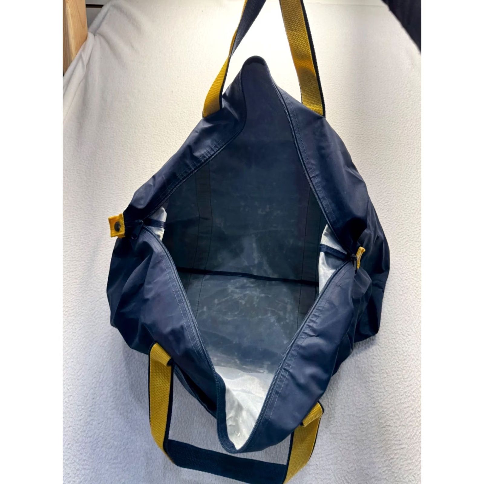 Bill Blass Bill Blass Duffel Bag Navy Polyester Nylon With Yellow Accents & Dual Handles 22" x 14" 12" Large Womens Bag Size ONE SIZE - 6 Thumbnail