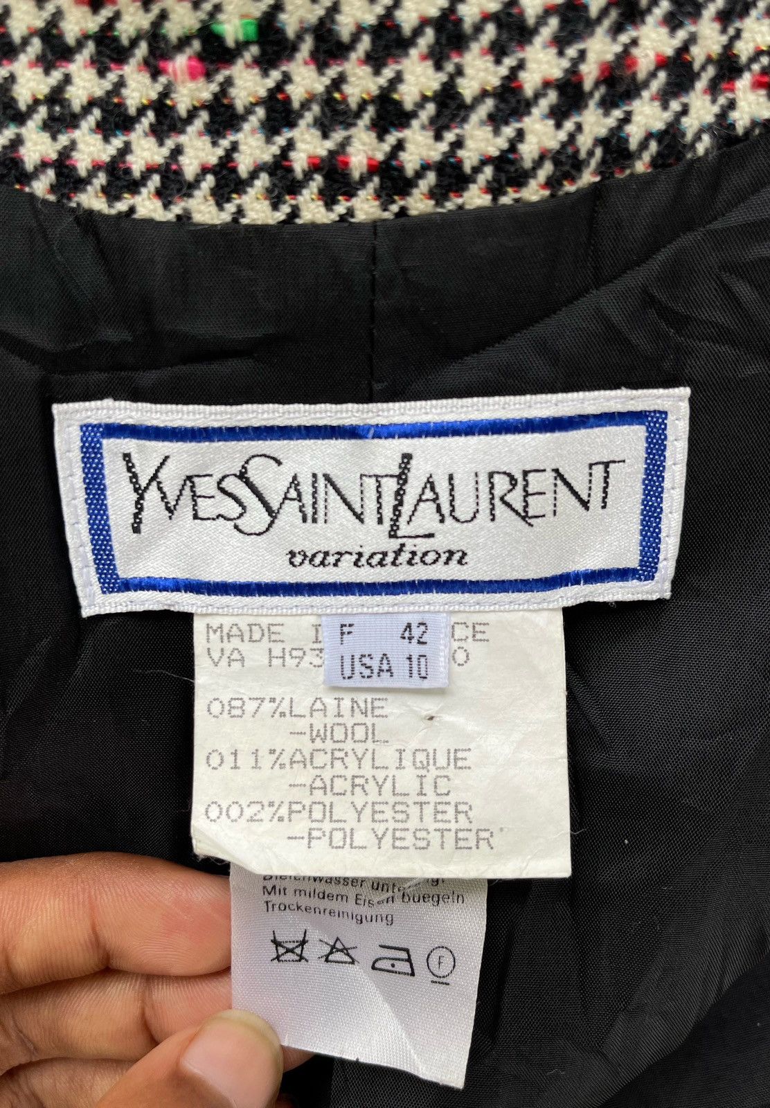 Yves Saint Laurent 🔥A/W 1980 YVES SAINT LAURENT WOMEN'S HOUNDSTOOTH JACKET Size M / US 6-8 / IT 42-44 - 19 Thumbnail