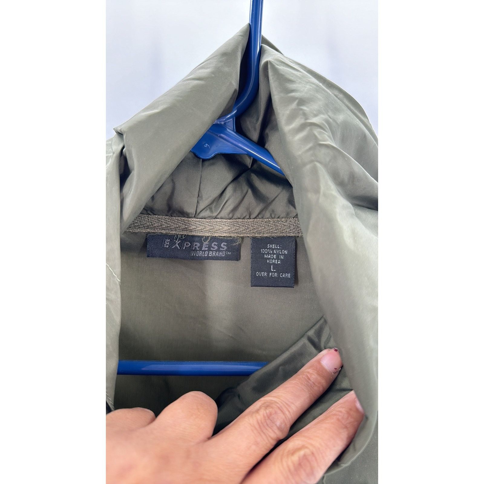 Express EXPRESS World Brand 90s Windbreaker green Hooded Nylon Size US L / EU 52-54 / 3 - 3 Thumbnail
