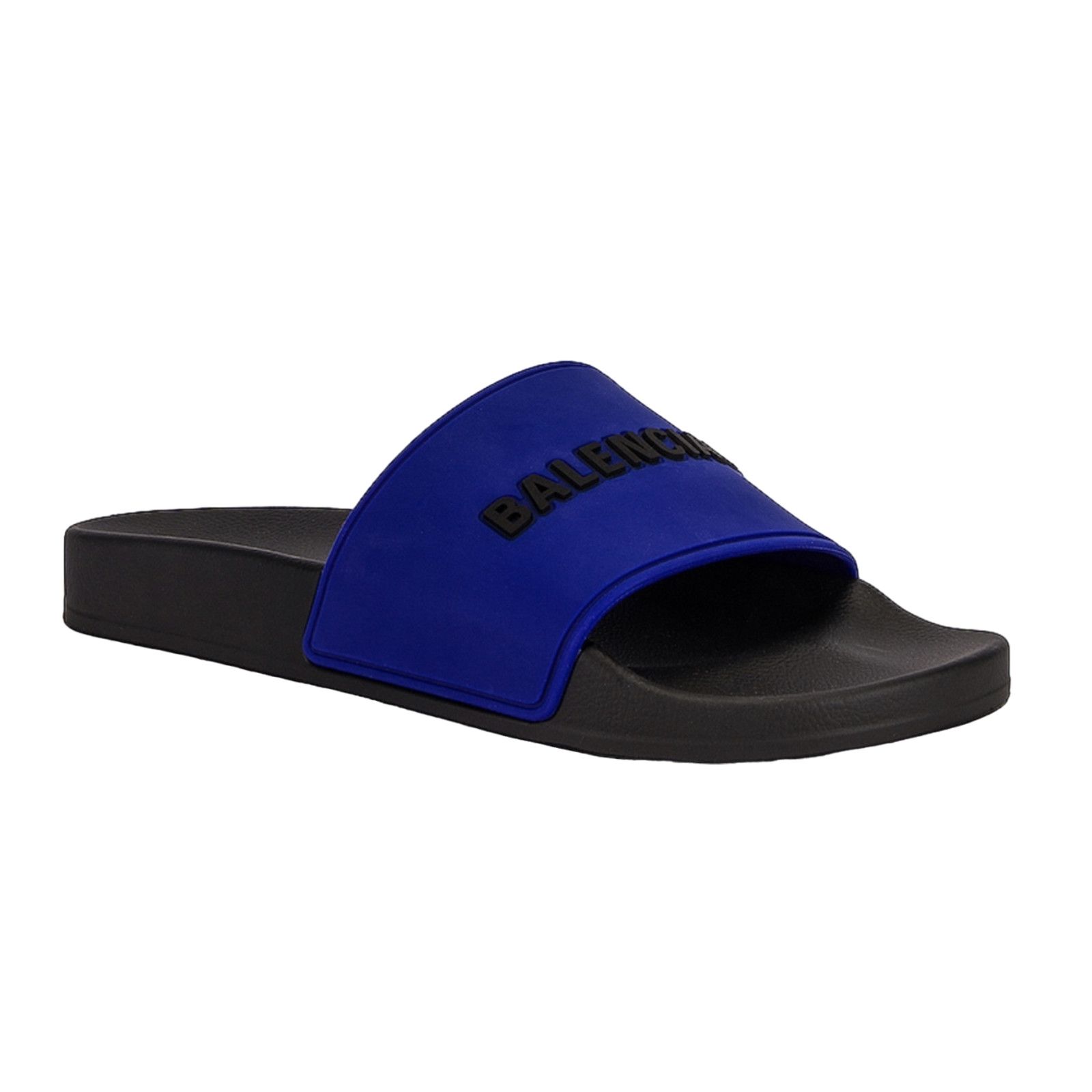 Balenciaga Balenciaga Black Blue Bicolor Rubber Logo Slide On Pool Size US 11 / IT 41 - 1 Thumbnail