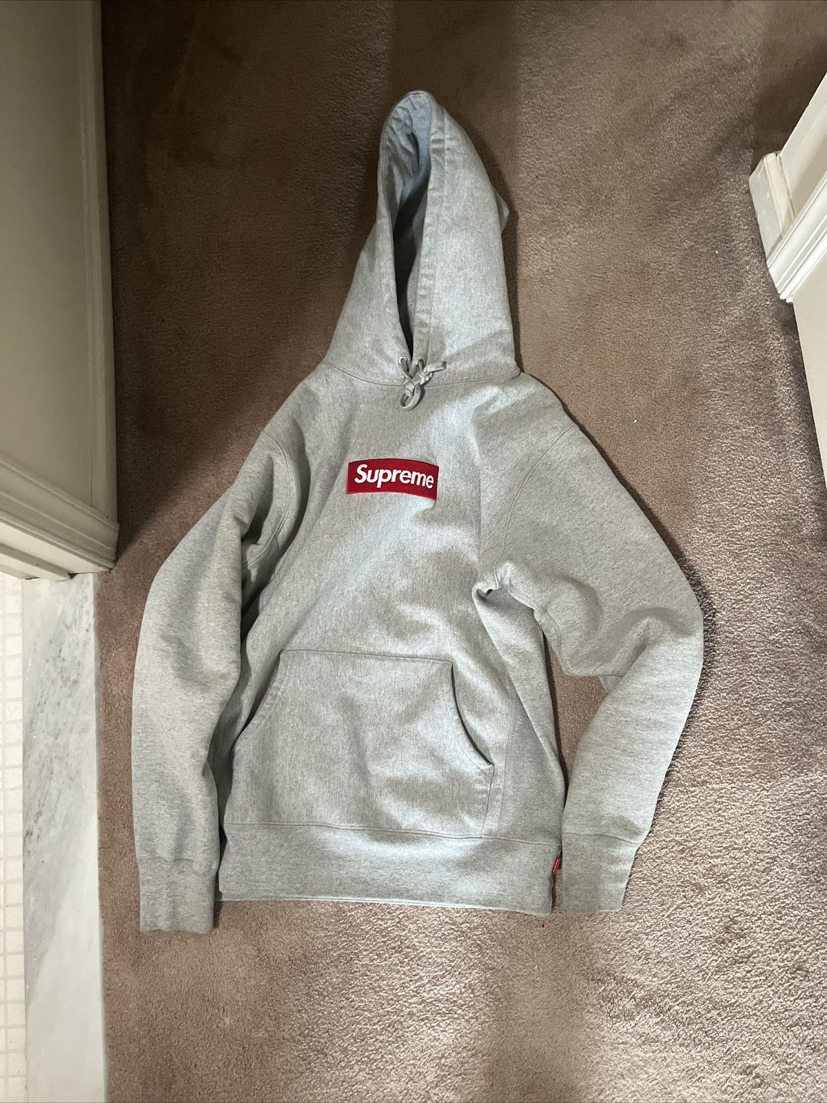 image of Supreme Heather Grey Fw16 Box Logo Gently Used, Men's (Size Medium)