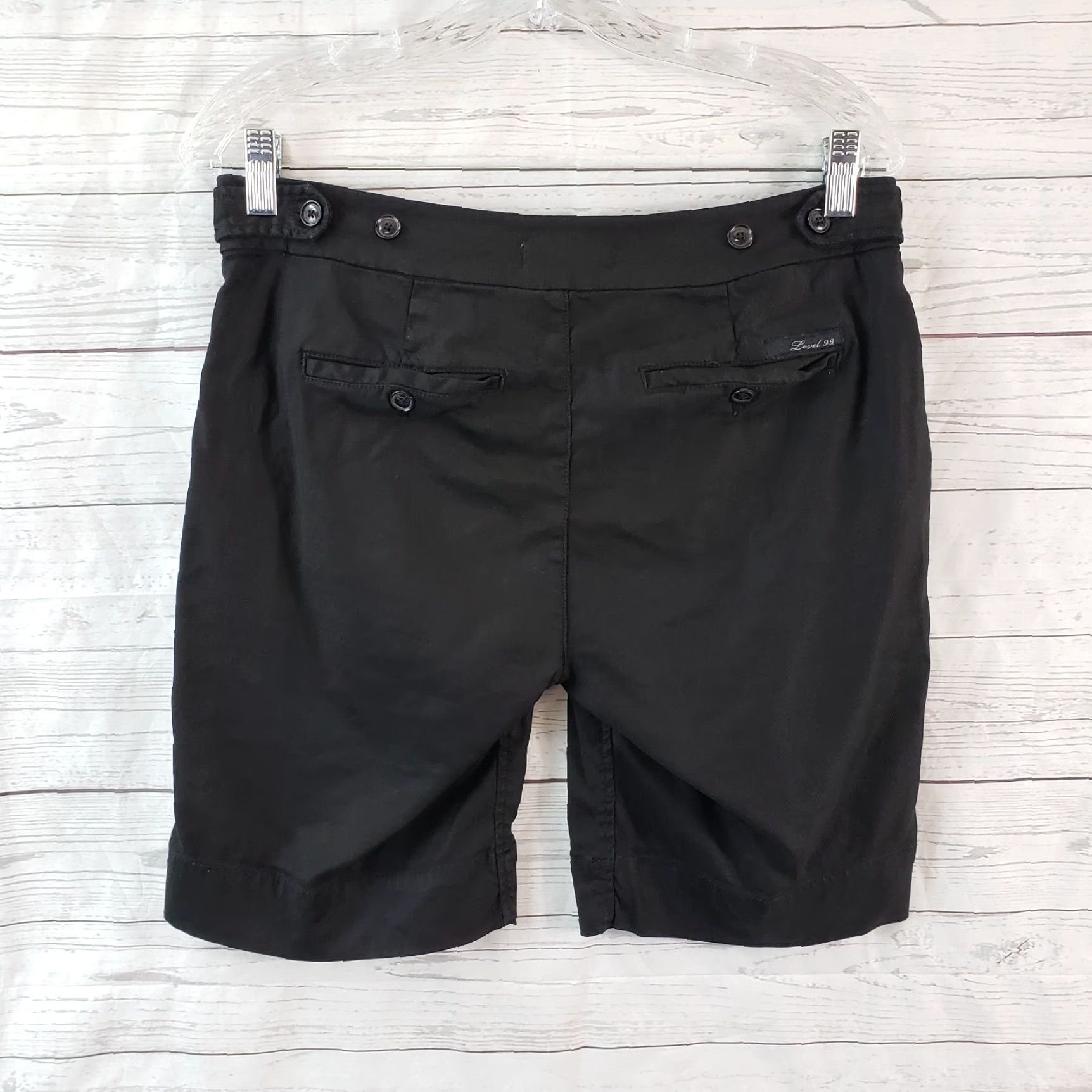 Vintage Level 99 Womens Shorts Sz 28 Black Mid Rise Linen Blend Casual Inseam 9" Womens Size 28" / US 6 / IT 42 - 2 Thumbnail
