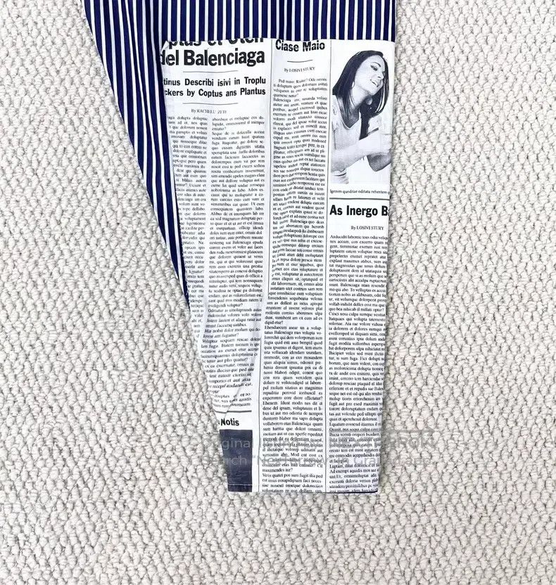 Balenciaga Balenciaga Navy and white striped shirt with newspaper pat Size XS / US 0-2 / IT 36-38 - 5 Thumbnail