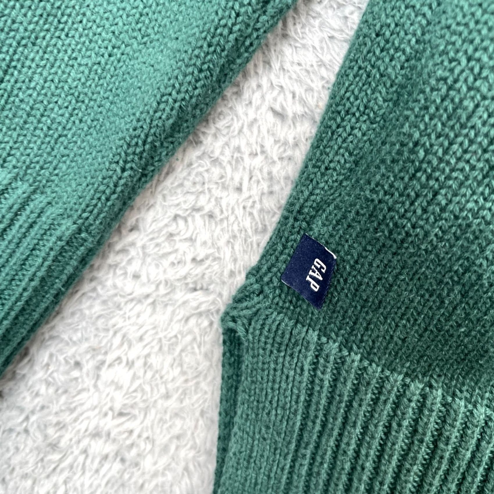 Gap Gap Sweater Women Large Green Oversized Cotton Tight Knit Logo Ribbed Side Slit Size L / US 10 / IT 46 - 7 Thumbnail