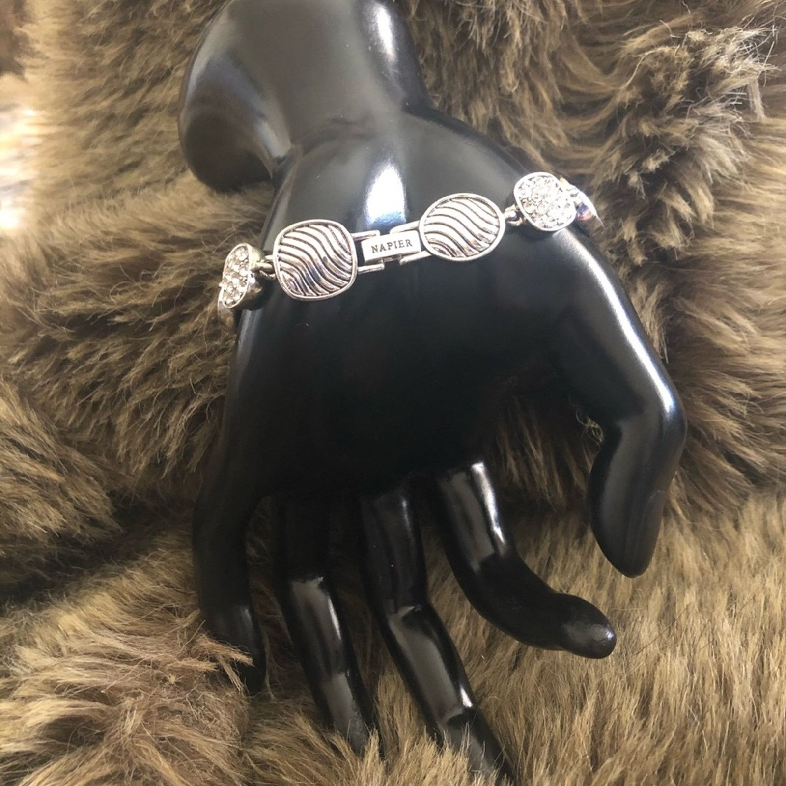 Jewelry Vintage Napier silver rhinestone accent bracelet Size ONE SIZE - 8 Thumbnail