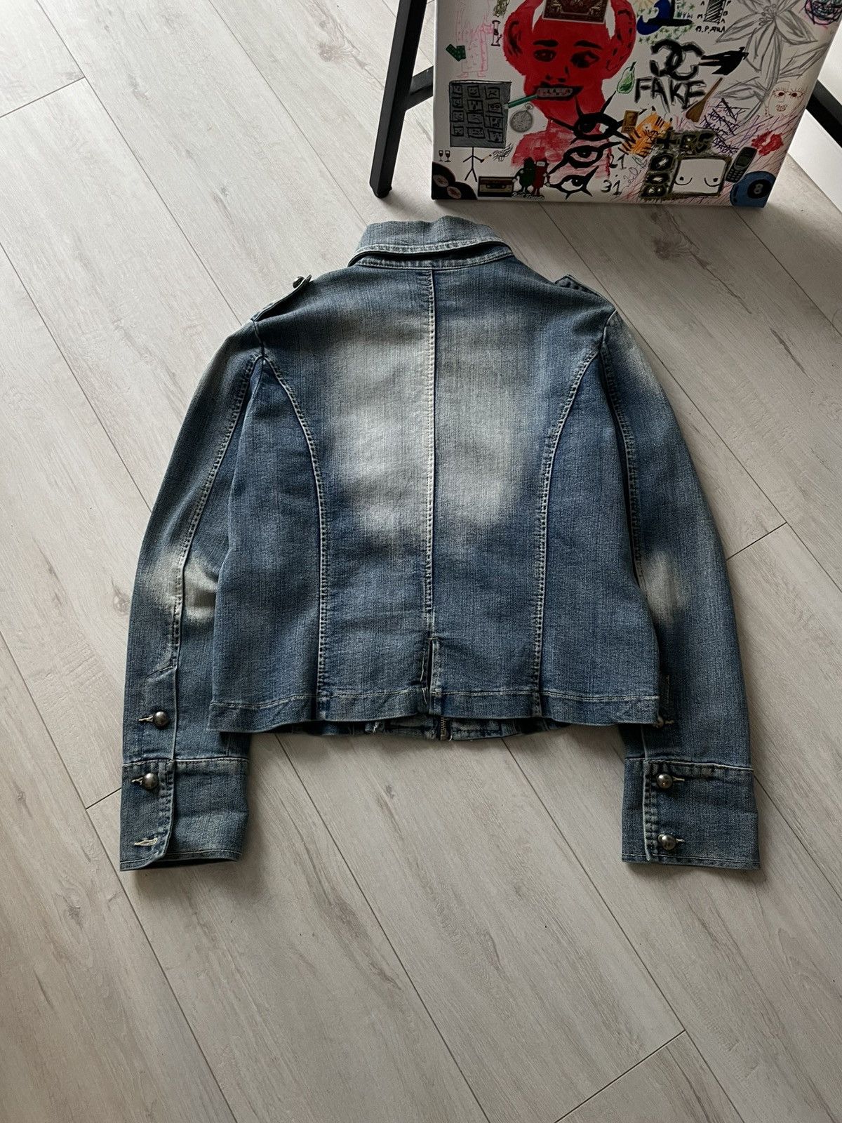 Japanese Brand Vintage 00’s Napoleon Denim Blazer Y2K Jacket Avant Garde Size XL / US 12-14 / IT 48-50 - 2 Thumbnail