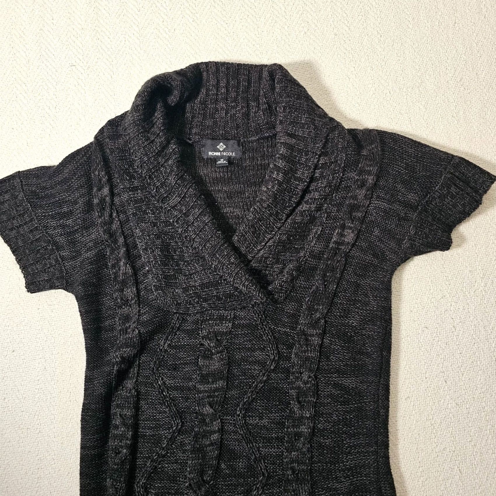 Vintage Ronni Nicole Short Sleeve V Neck Sweater Dress Size Medium Black Knit Dress Womens Size M / US 6-8 / IT 42-44 - 5 Thumbnail