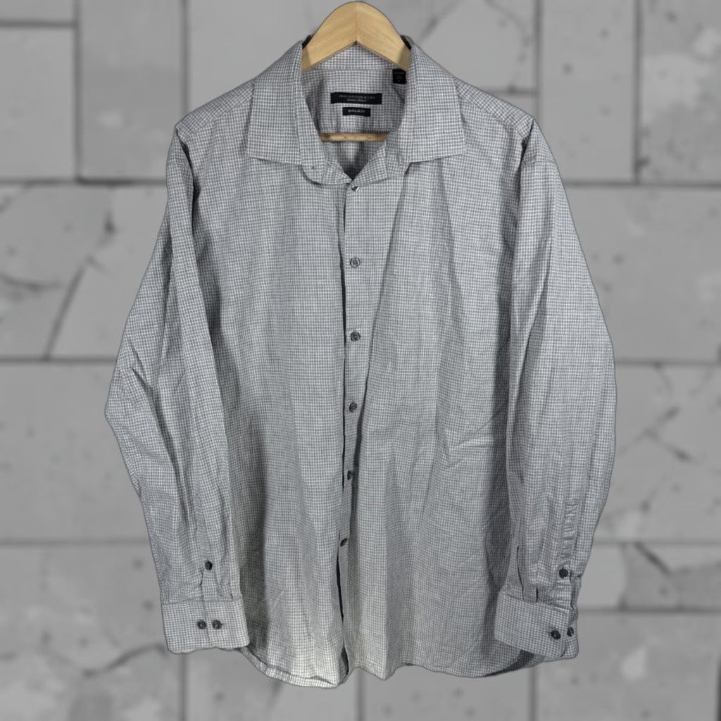 John Varvatos John Varvatos Gray Plaid Button-Up Shirt Mens XL USA Long Sleeve Size US XL / EU 56 / 4 - 1 Thumbnail