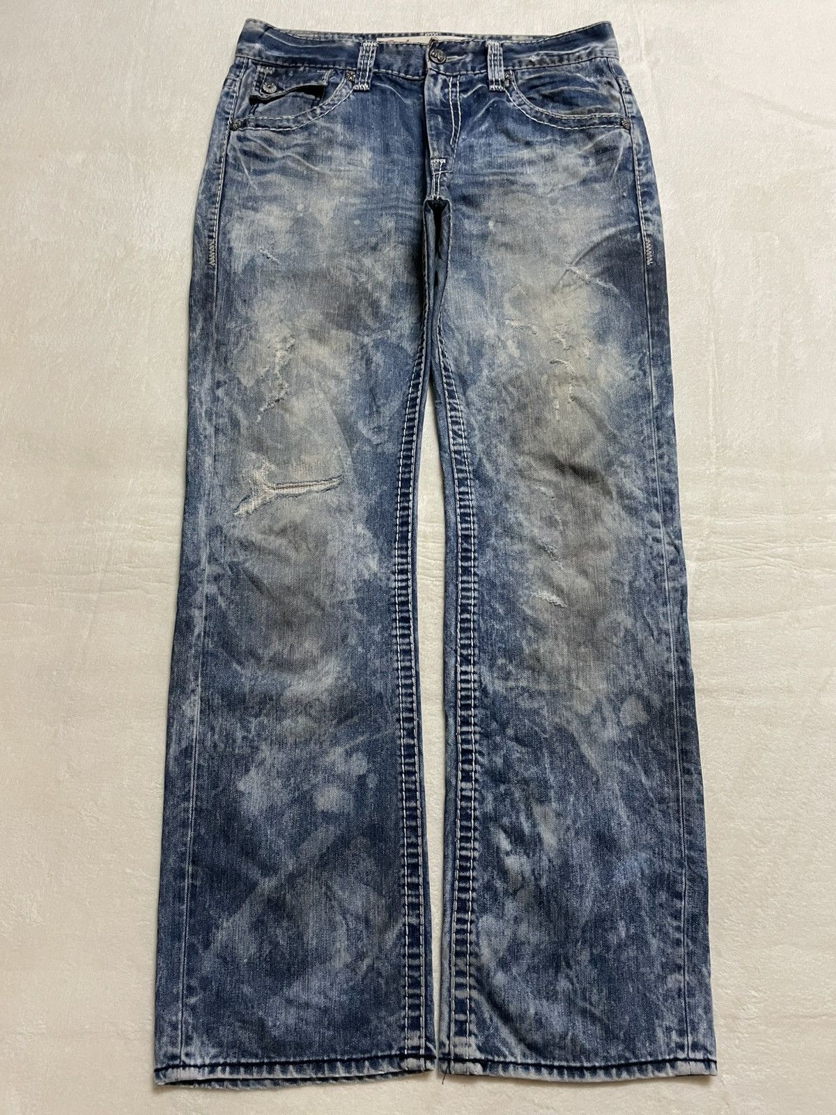 Japanese Brand Vintage Buckaroo Rusty Acidwash Distress Ripped Jeans Size US 37 - 1 Thumbnail