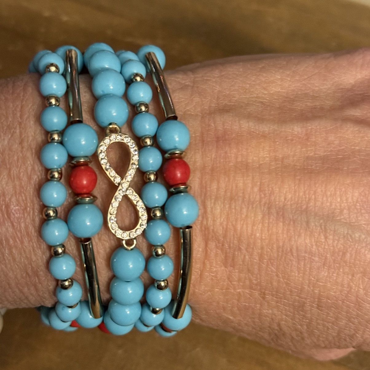 Other Turquoise and red bead pave infinity stretch bracelets Size ONE SIZE - 2 Thumbnail