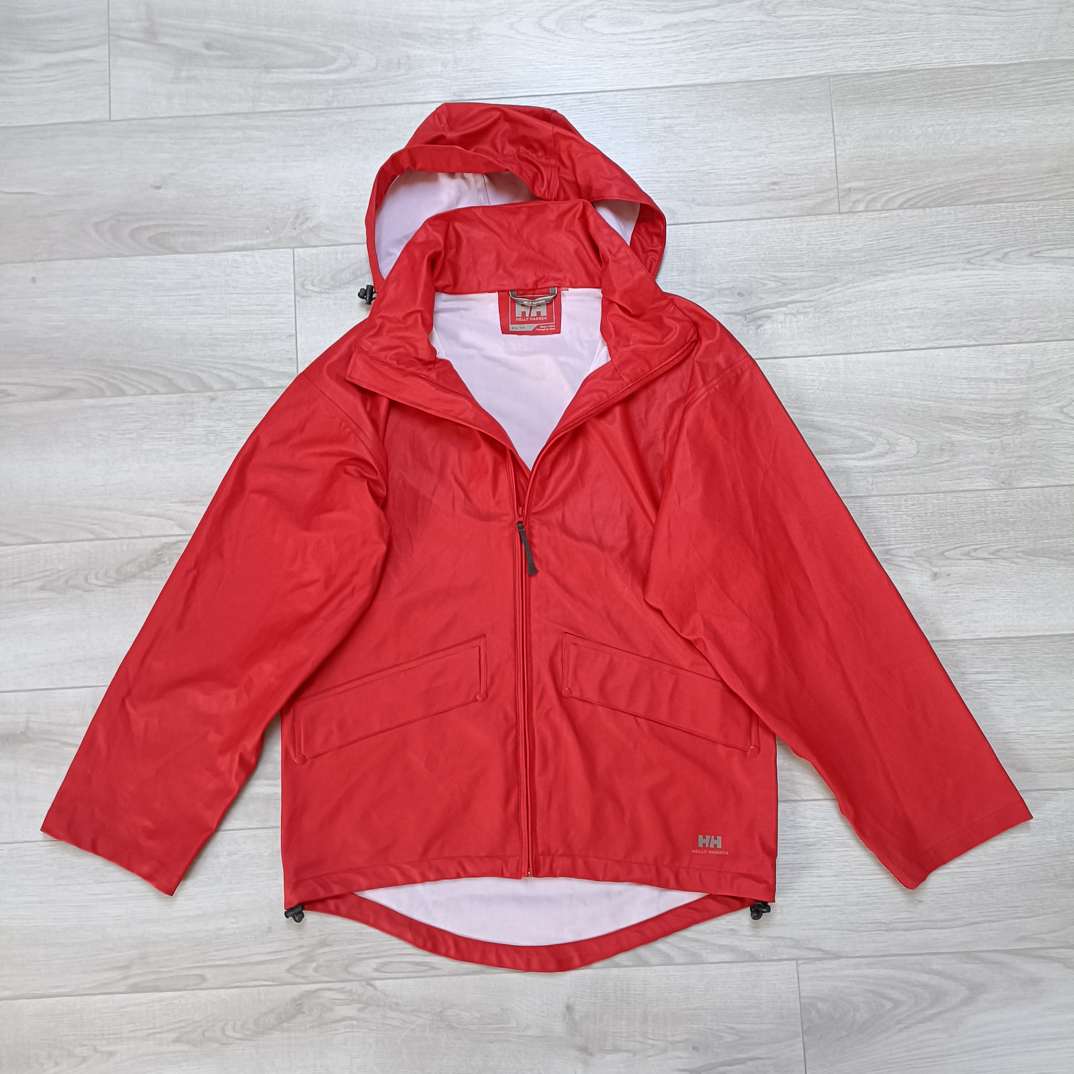 Helly Hansen Men's Red Rainwear Hooded Jacket ! Size US XS / EU 42 / 0 - 1 Thumbnail