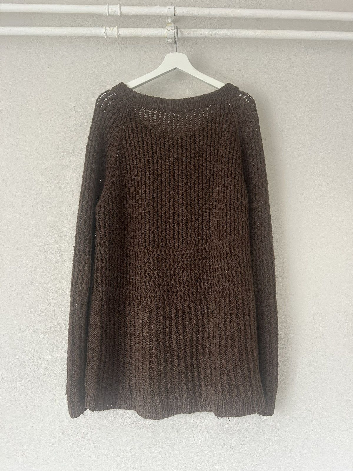 Dries Van Noten Brown Open-Knit Wool Sweater Size US M / EU 48-50 / 2 - 8 Thumbnail