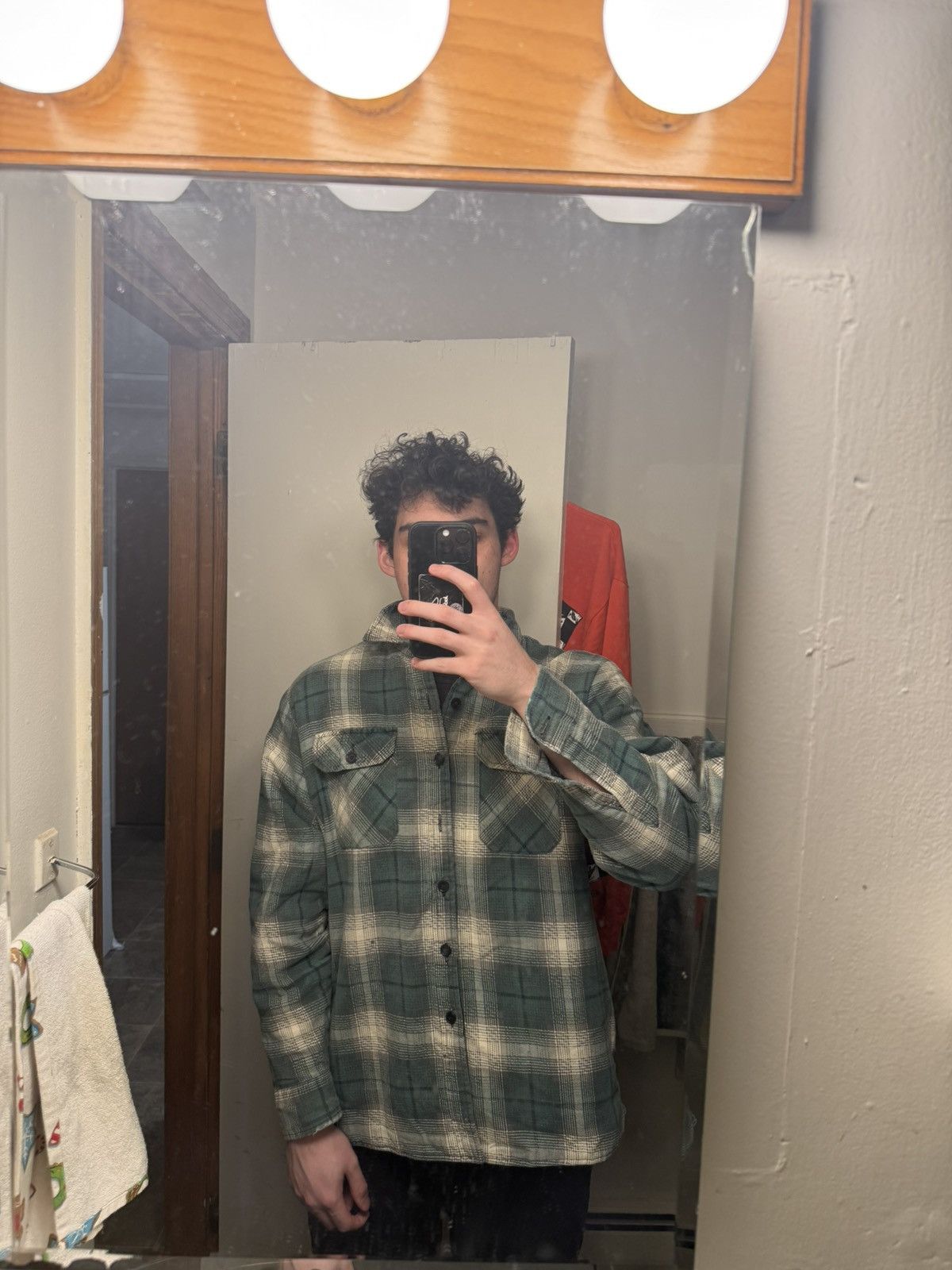 Vintage (XL) BEAUTIFUL FADED VINTAGE Green Flannel Button Up Shirt Size US XL / EU 56 / 4 - 9 Thumbnail