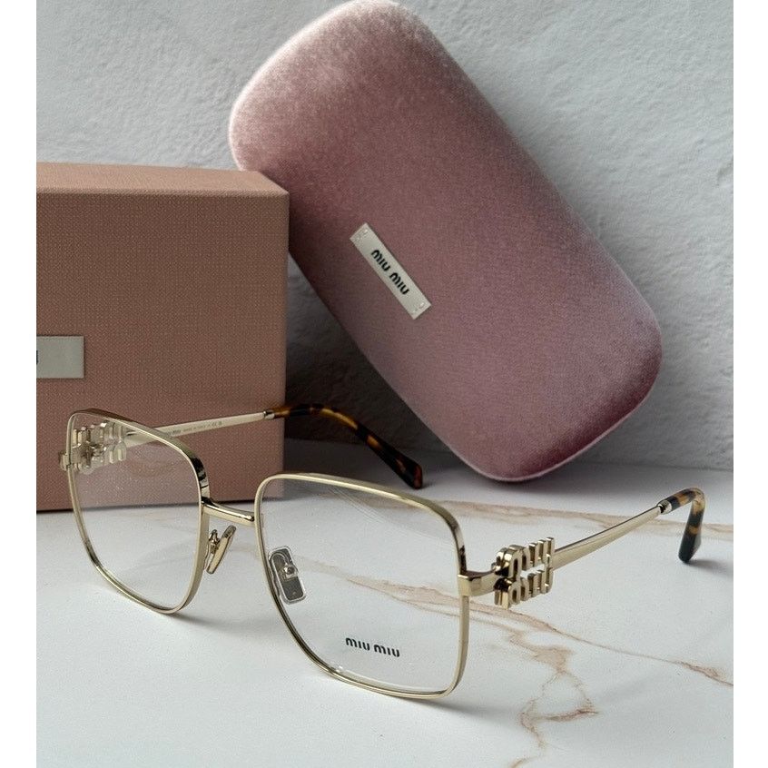 Miu Miu NEW Miu Miu M51XV Gold Square Logo Eyeglasses Frames Size ONE SIZE - 1 Thumbnail