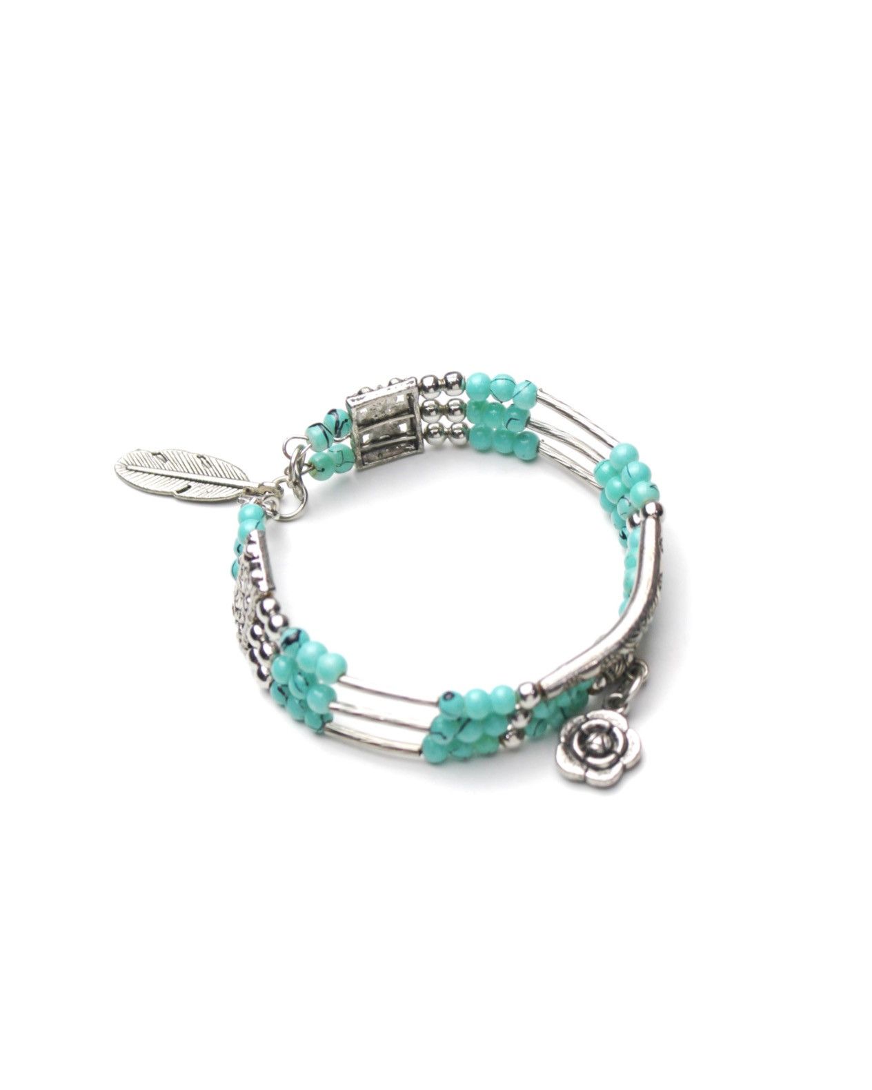 Vintage 2000S JAPANESE MADE GARDEN SOUL FEATHER TURQUOISE BRACELET Size ONE SIZE - 4 Thumbnail