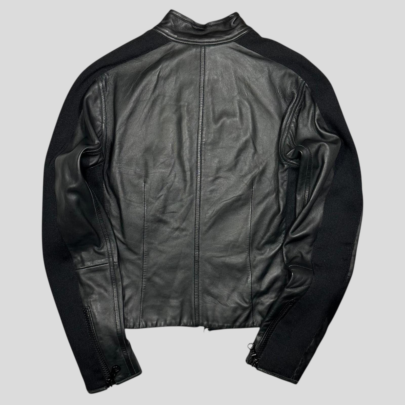 Armani Emporio Armani 2006 Leather Panelled Biker Moto Jacket - S Size US S / EU 44-46 / 1 - 2 Thumbnail
