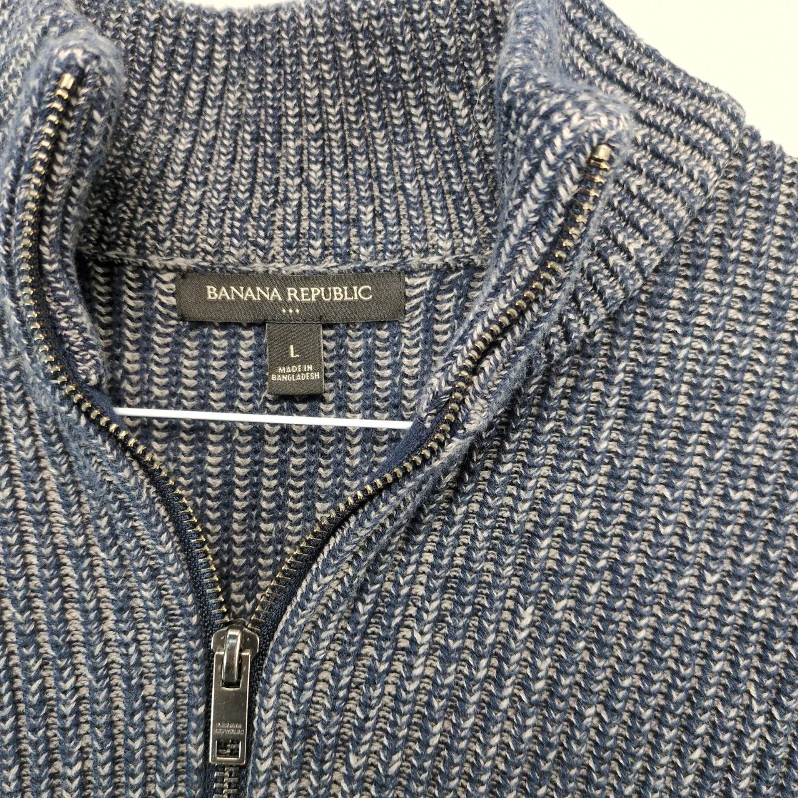 Banana Republic Banana Republic Full Zip Knit Navy Sweater Men's L Mock Neck Size US L / EU 52-54 / 3 - 4 Thumbnail