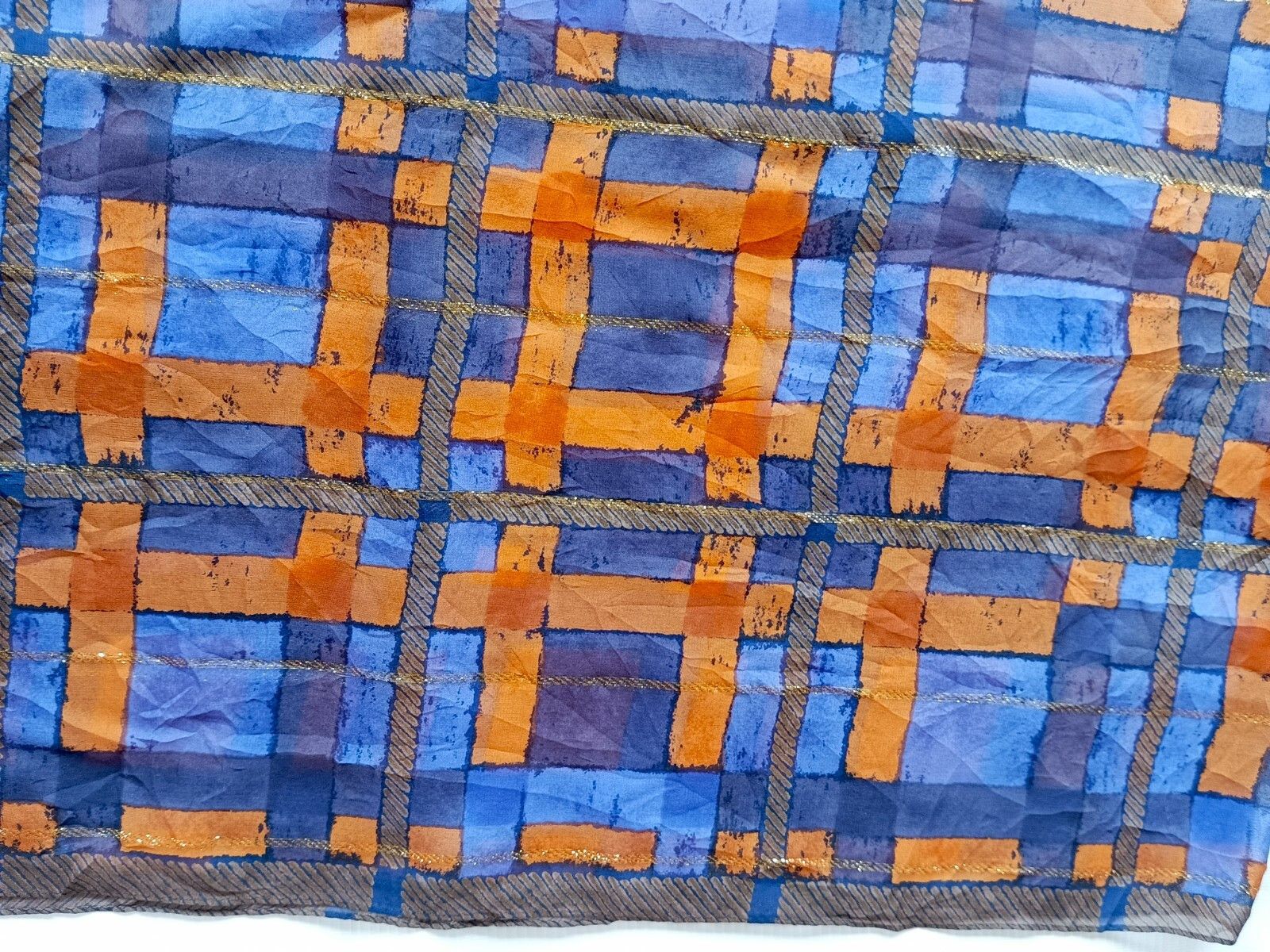 Givenchy GIVENCHY PARIS Monogram Geometric Plaid Orange Silk Scarf Size ONE SIZE - 5 Thumbnail