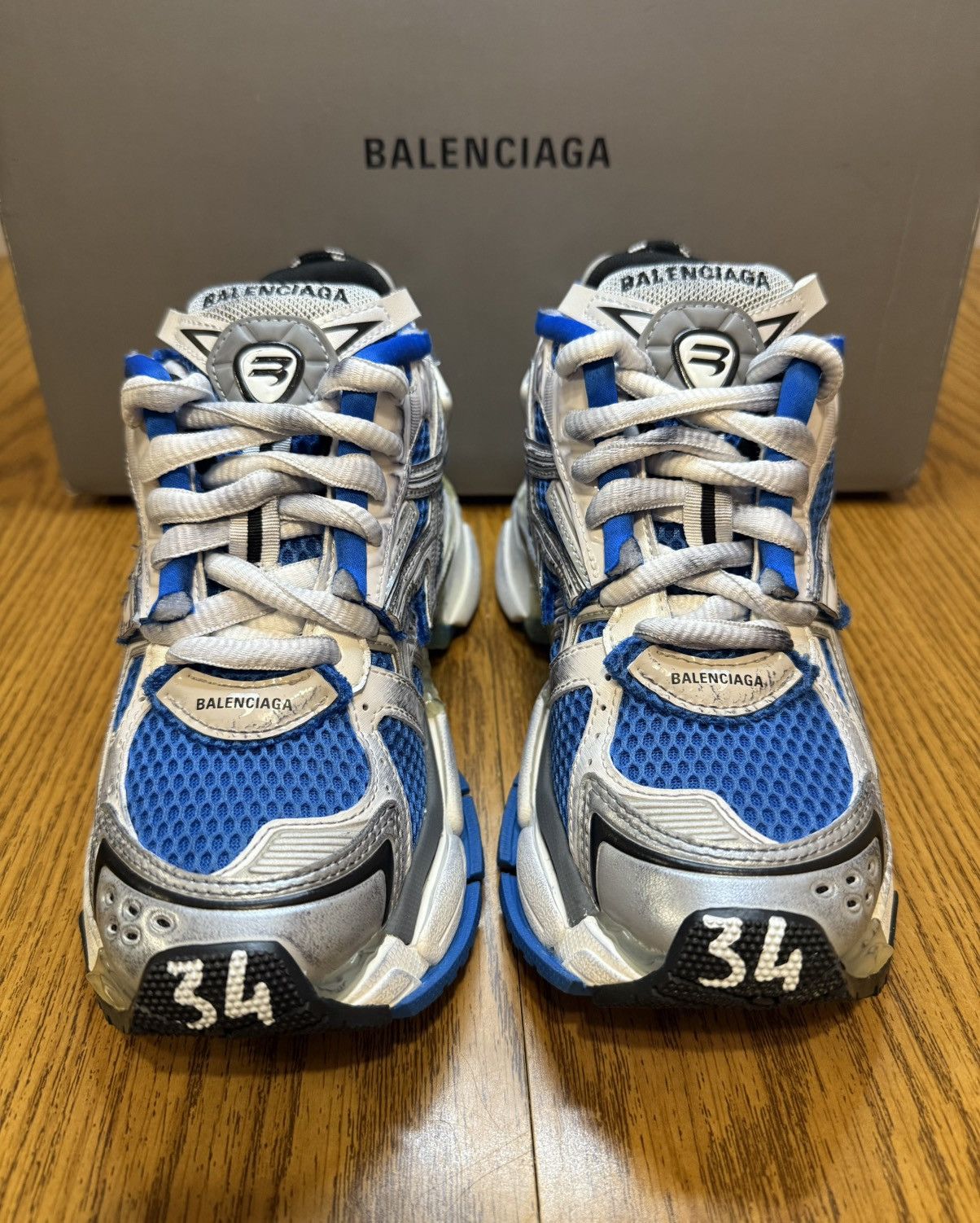 Balenciaga Balenciaga Runner Sneaker (Blue/White) Size US 4 / IT 34 - 2 Thumbnail