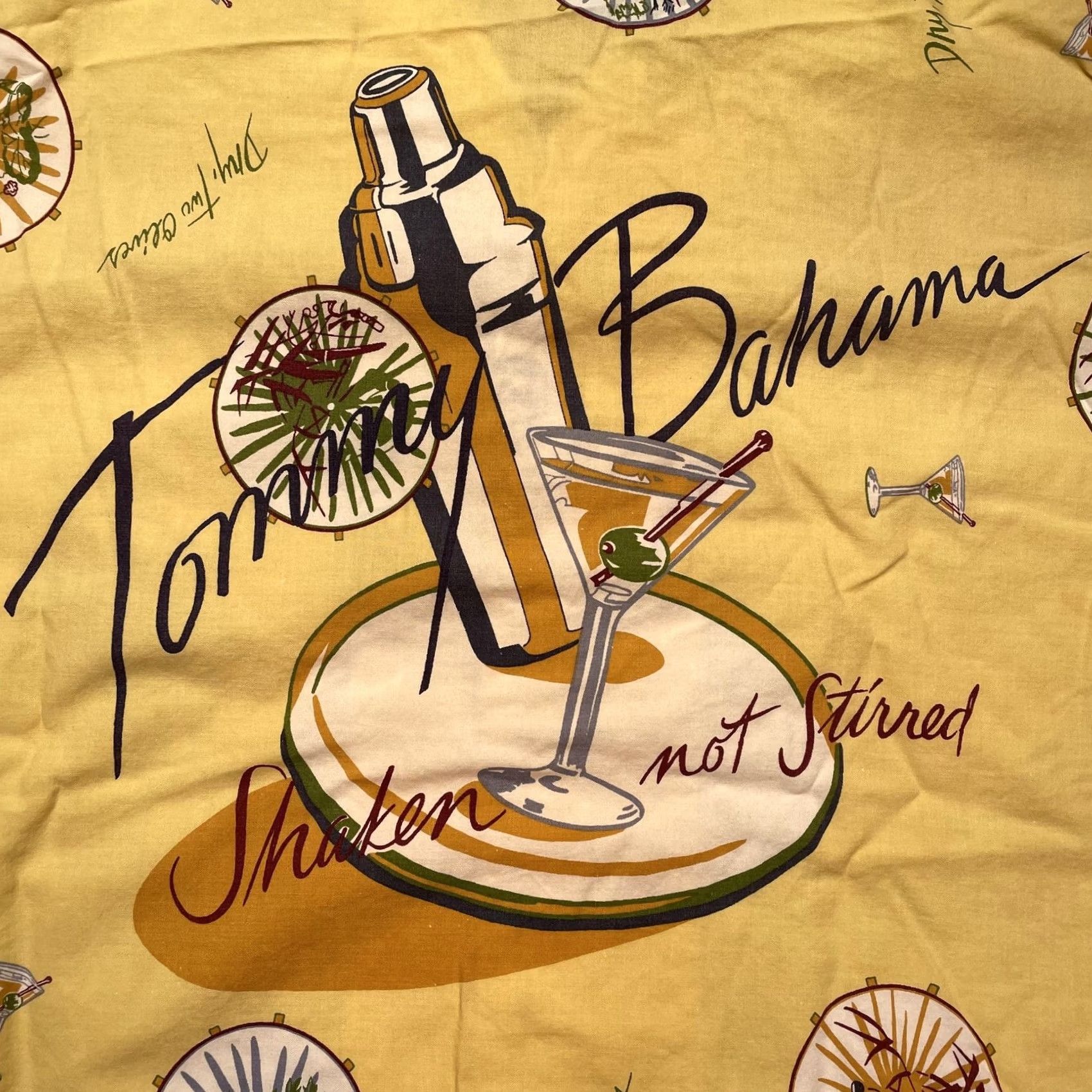 Tommy Bahama Tommy Bahama Shirt Mens Medium Yellow Shaken Not Stirred Hawaiian Aloha Cocktail Graphic Print Size US M / EU 48-50 / 2 - 2 Thumbnail