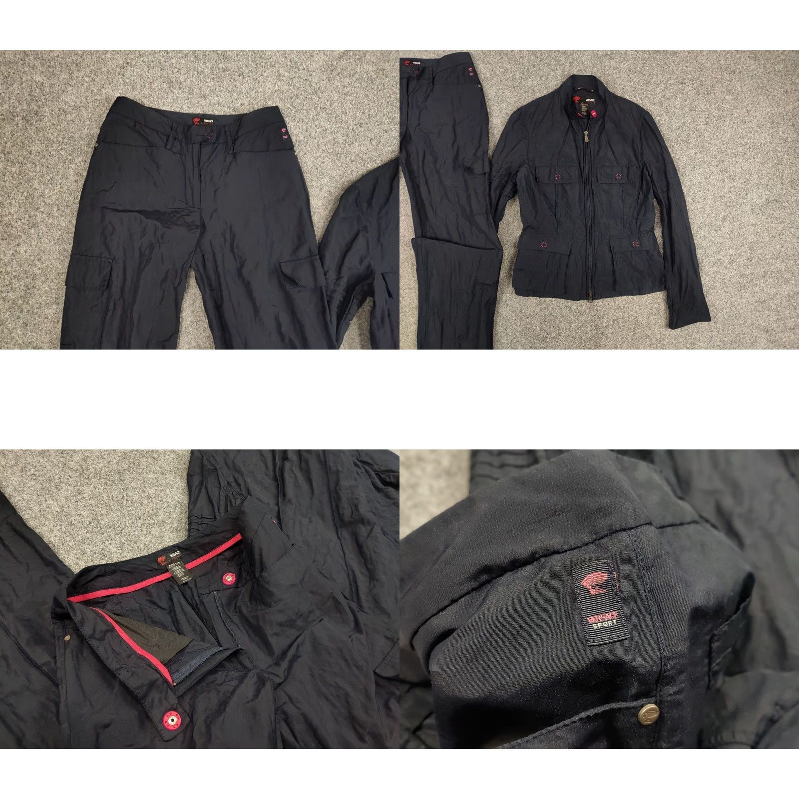 Versace VINTAGE Versace Sport Jacket x Cargo Pants Navy Nylon Blend Jacket x Pants Navy 90s 90s Versace Logo Size 27" / US 4 / IT 40 - 8 Thumbnail