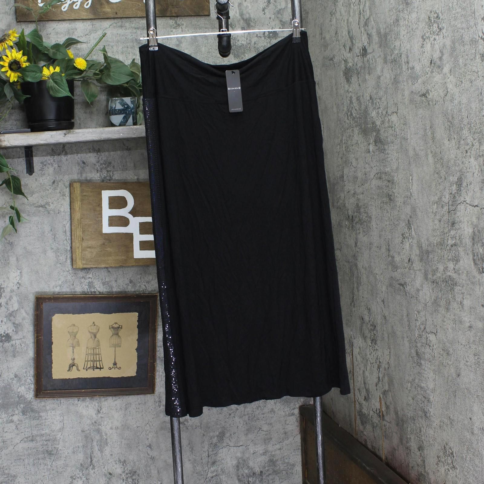 Designer Nwt Coin 1804 Side Contrast Fold Over Midi Skirt Black 3x Size 42" / US 20 - 1 Thumbnail