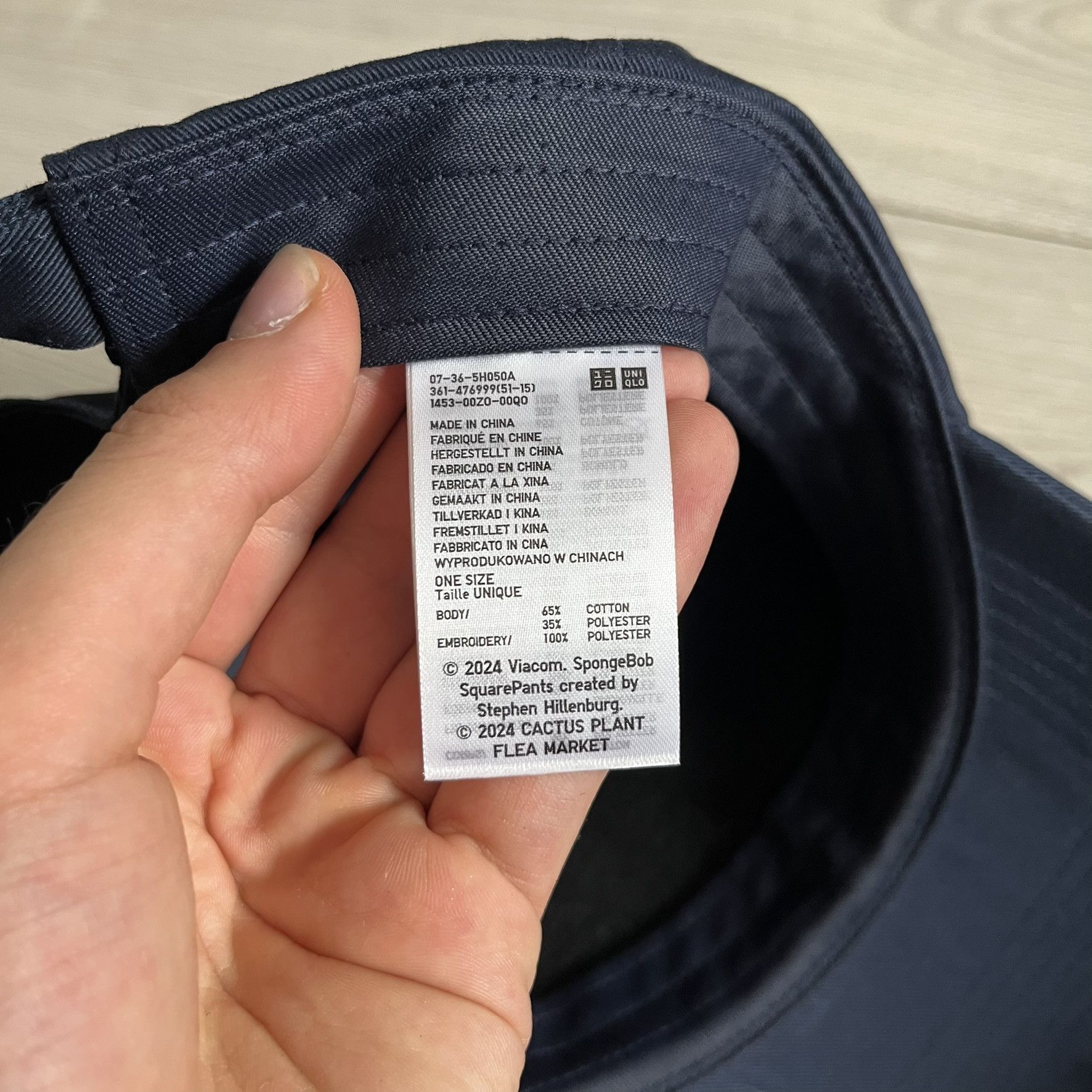 Cactus Plant Flea Market × Uniqlo Uniqlo CPFM Spongebob Navy Cap Size ONE SIZE - 6 Thumbnail