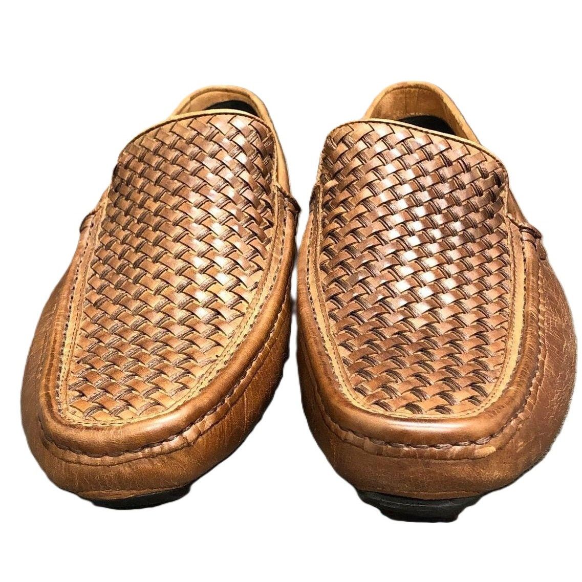 Donald Pliner Donald Pliner Damiano Cognac Woven Leather Driving Loafer Size US 11.5 / EU 44-45 - 3 Thumbnail