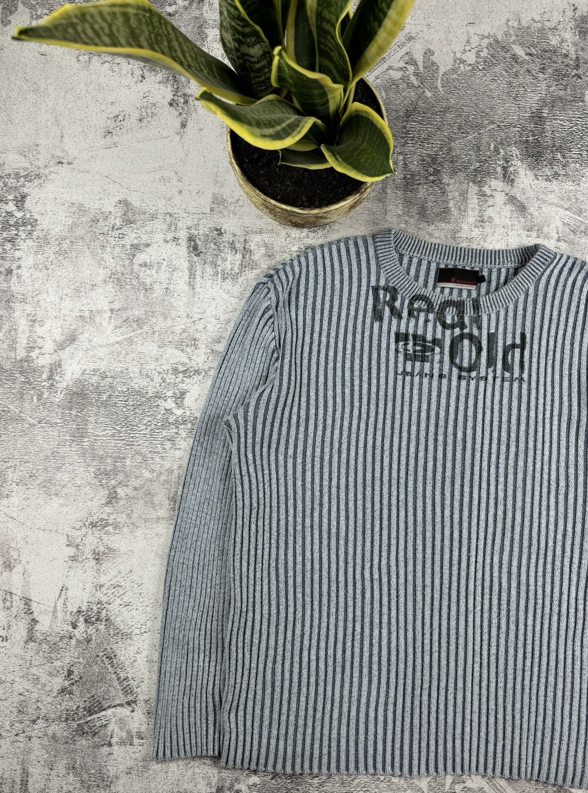 Big Star Japan Bigstar Jeans Striped Abstract Ribbed Knit Sweater Y2K Size US L / EU 52-54 / 3 - 2 Thumbnail