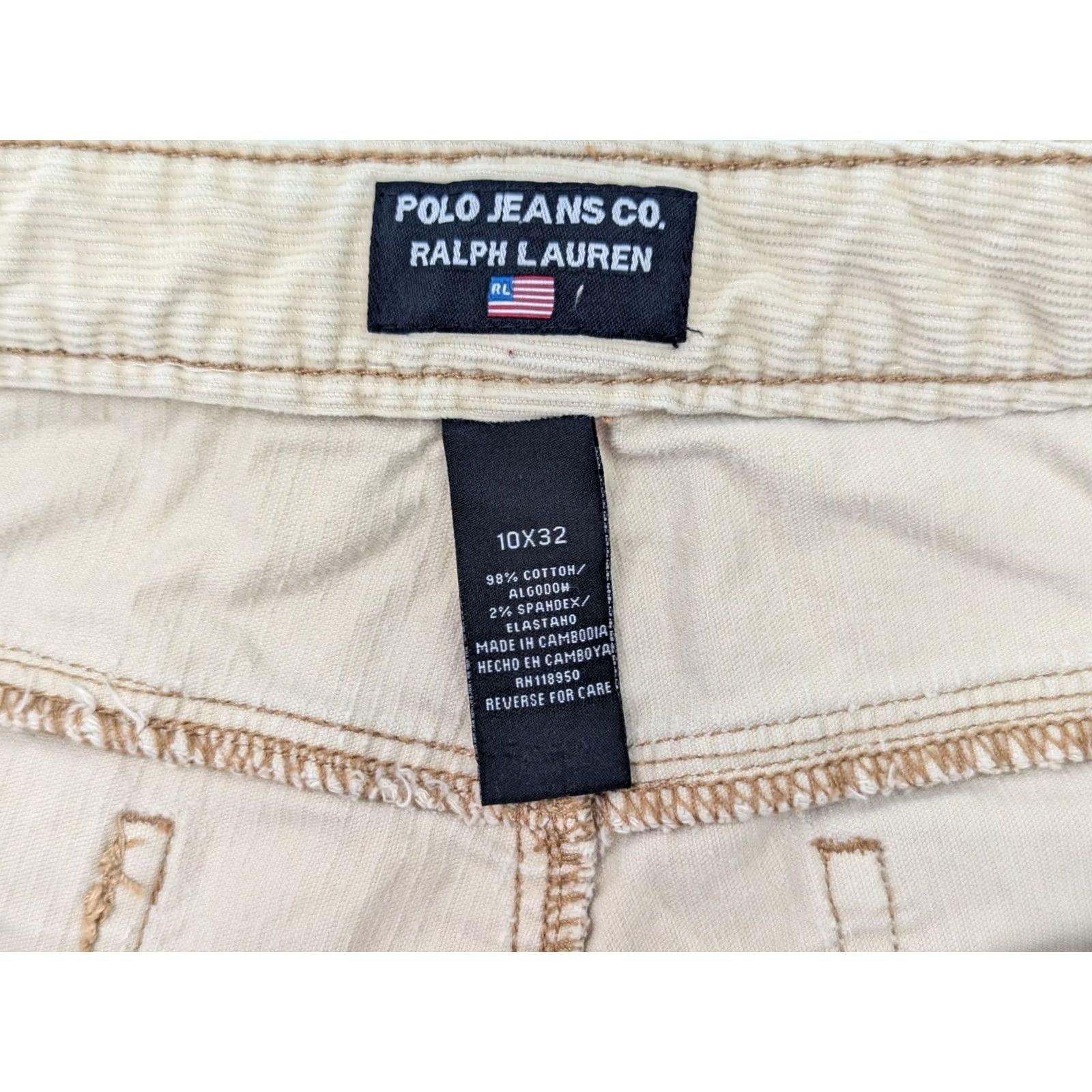 Polo Ralph Lauren Polo Ralph Lauren Polo Jeans Co. Corduroy Bootcut Pants Women 10x32 Beige Khakis Regular Straight 34W 31L Vintage: No Size 32" / US 10 / IT 46 - 7 Thumbnail