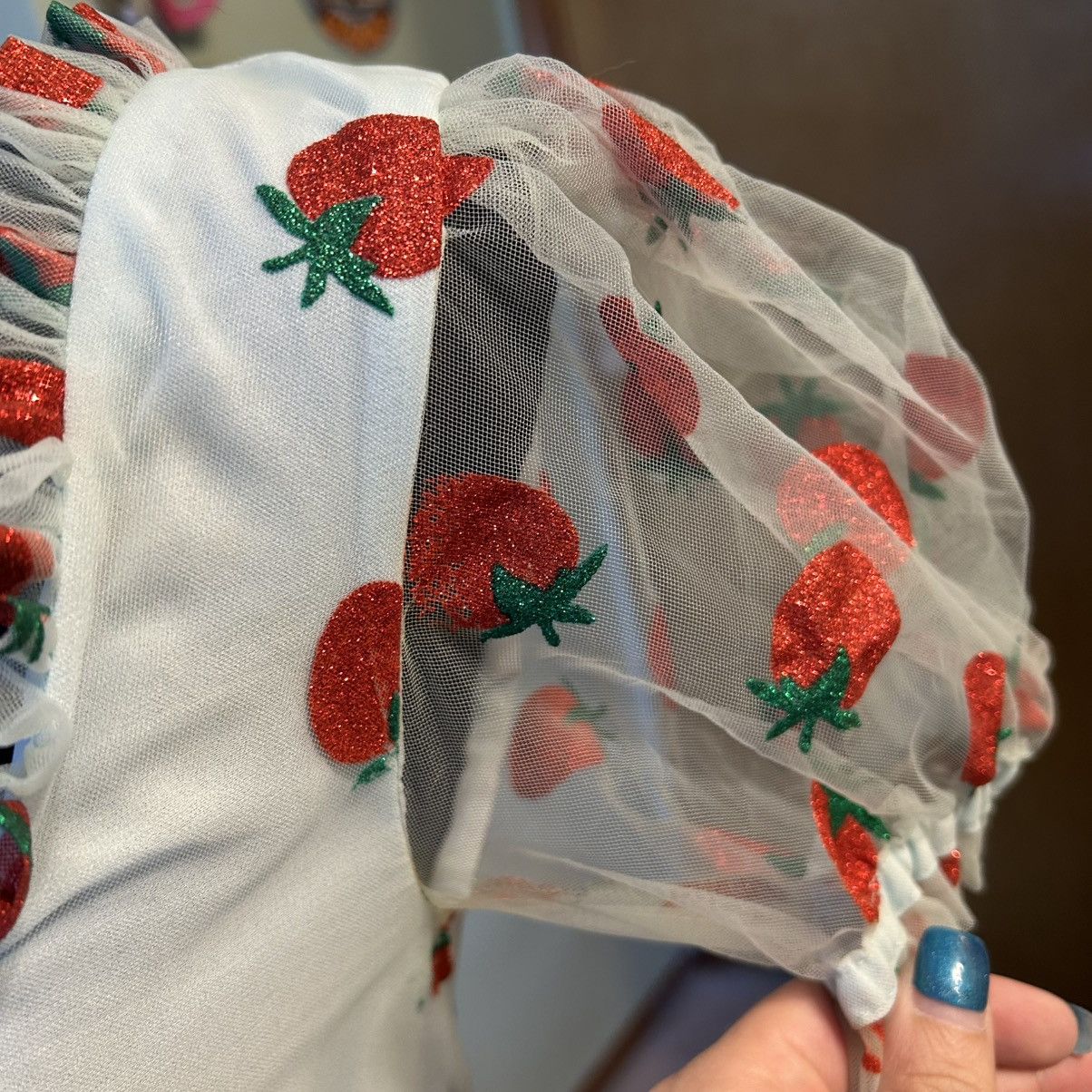 Other Smak Parlour light blue sheer mesh overlay strawberries S Size S / US 4 / IT 40 - 6 Thumbnail