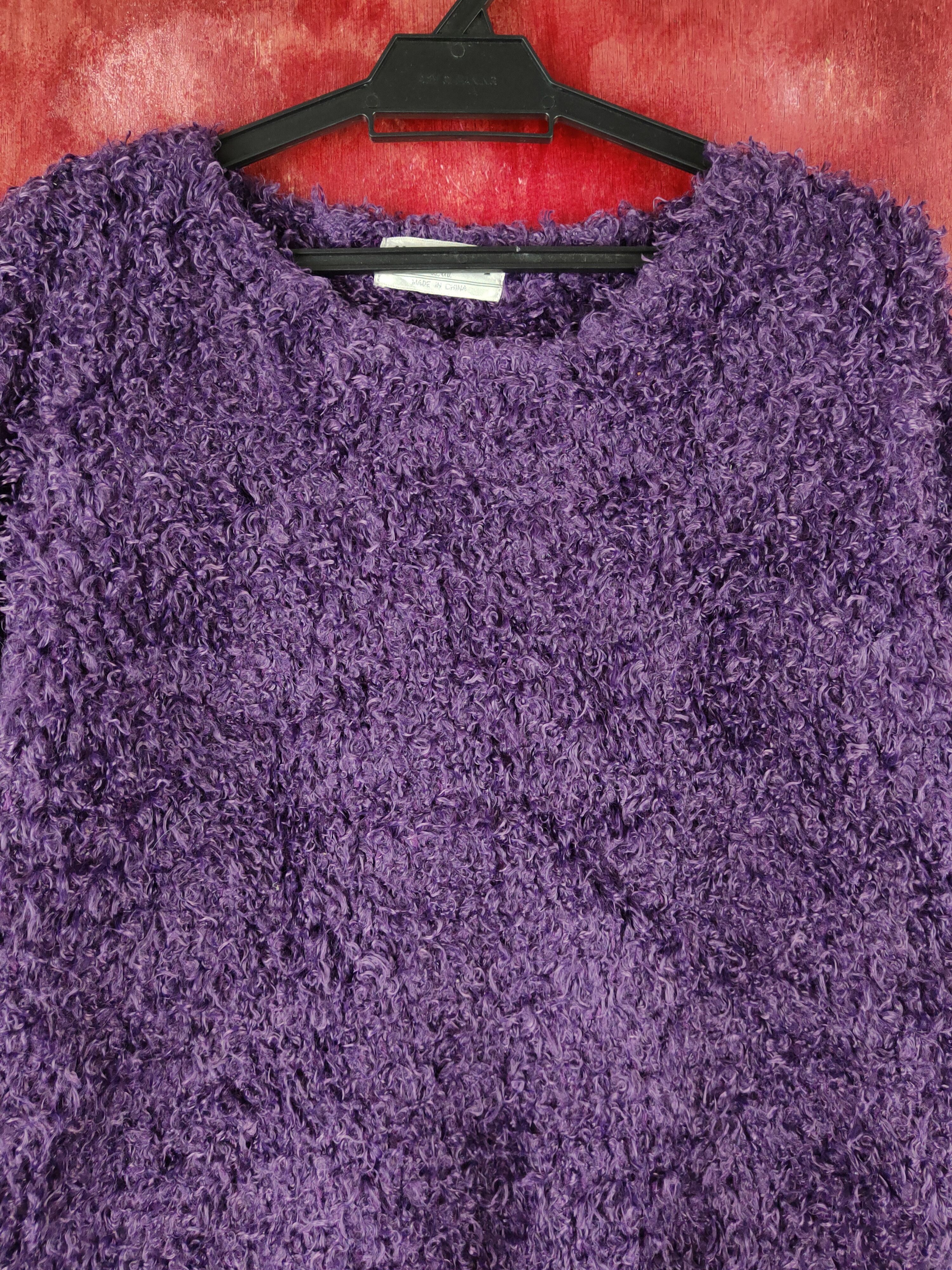 Vintage Mounue Purple Shag Shaggy Fur Mohair Knitwear #S1973 Size M / US 6-8 / IT 42-44 - 2 Thumbnail