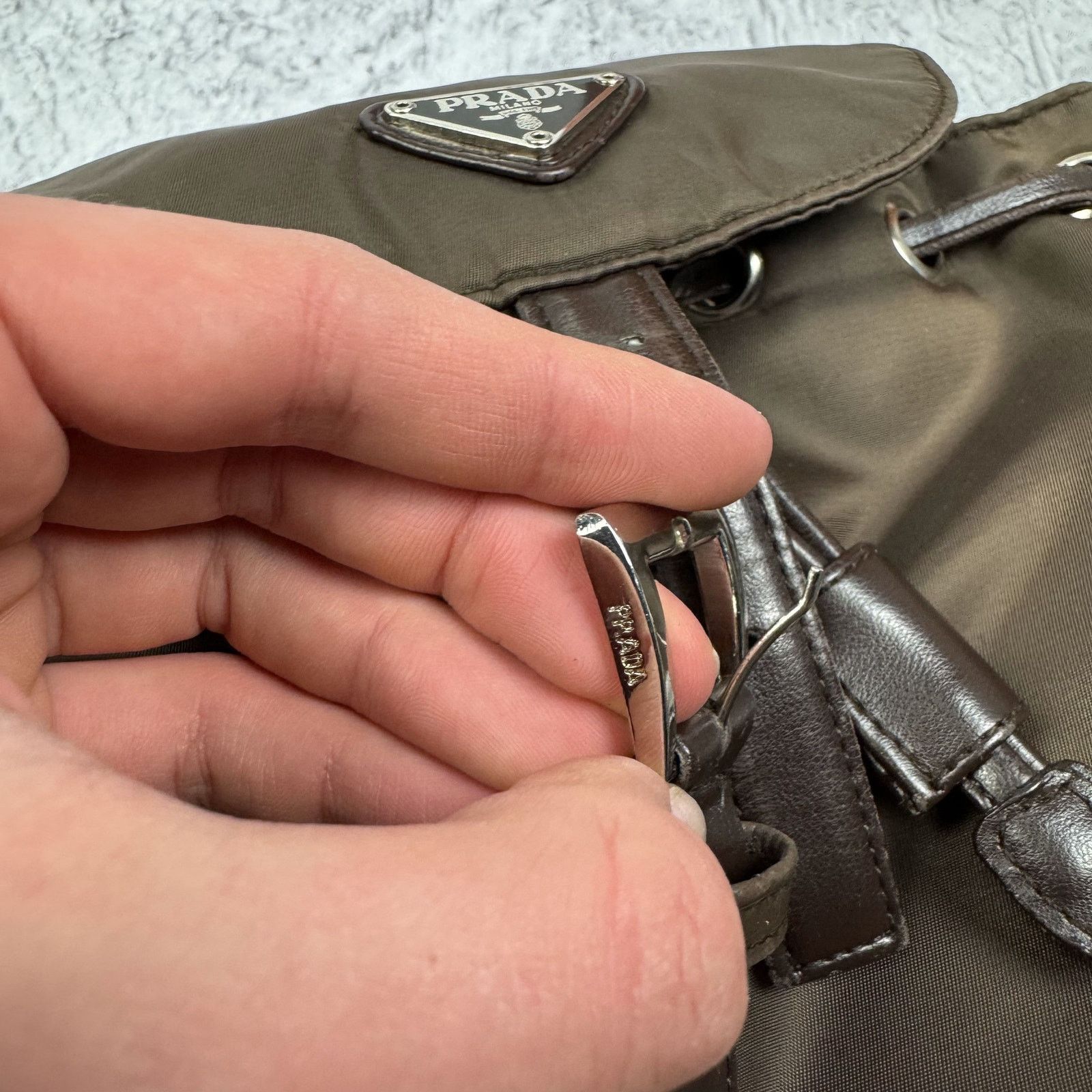 Prada Prada Milano Small Re-Nylon Womens Brown Logo Patch Backpack Size ONE SIZE - 10 Thumbnail