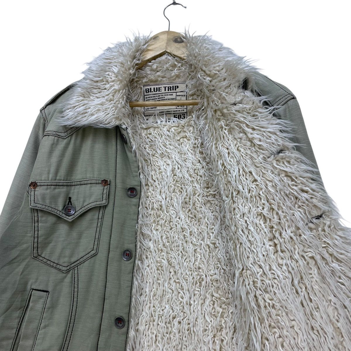 14th Addiction × Le Grande Bleu (L.G.B.) Vintage Faded Blue Trip Edwin Faux Fur Styled Trucker Design Size US M / EU 48-50 / 2 - 4 Thumbnail