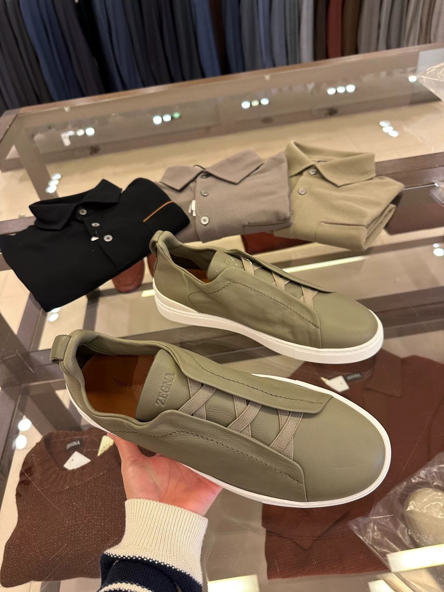 Ermenegildo Zegna Zegna Triple Stitch Leather Sneakers Size US 10.5 / EU 43-44 - 3 Thumbnail