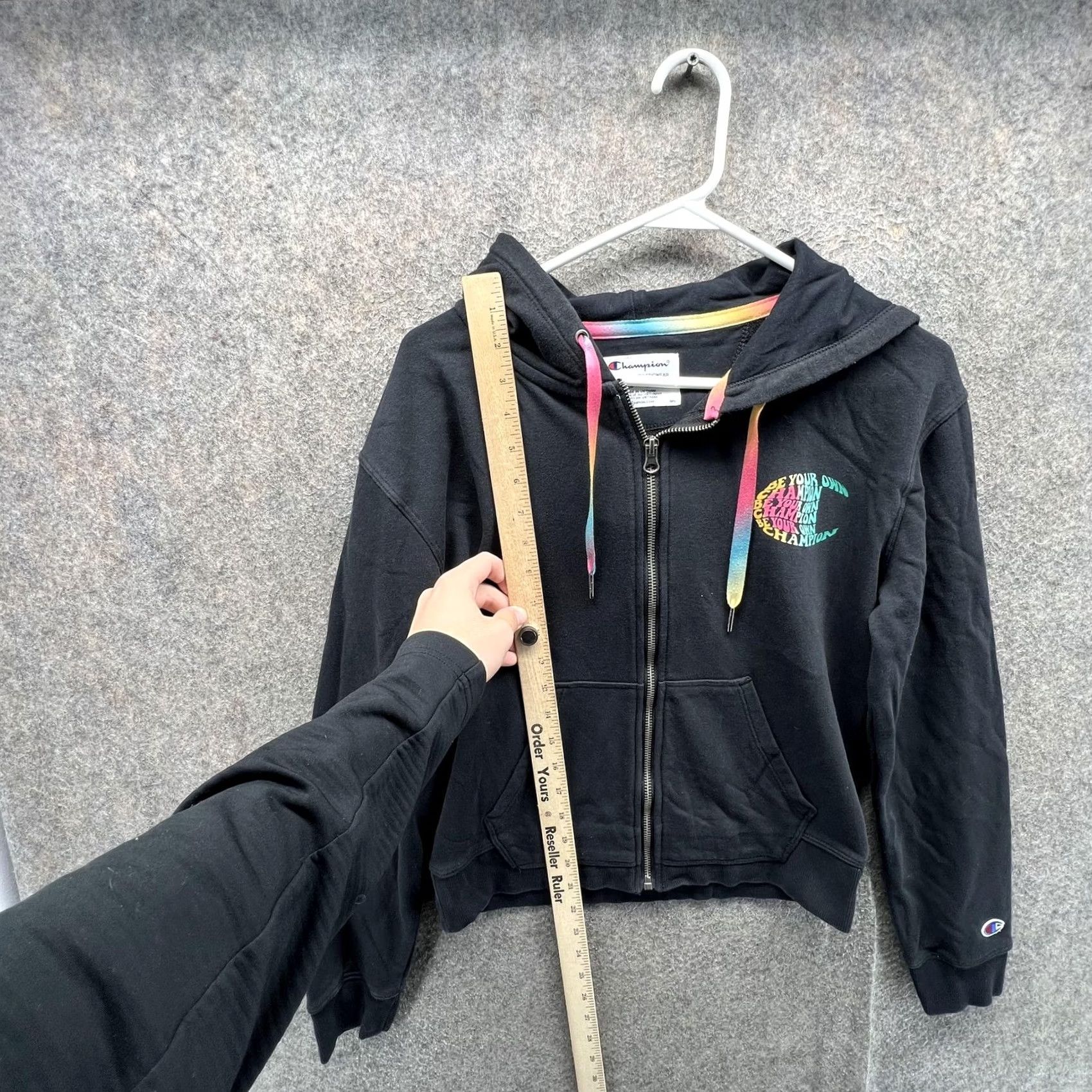 Champion Champion Hoodie Womens Small Black Full Zip Fleece Be Your Own Champion Size S / US 4 / IT 40 - 7 Thumbnail