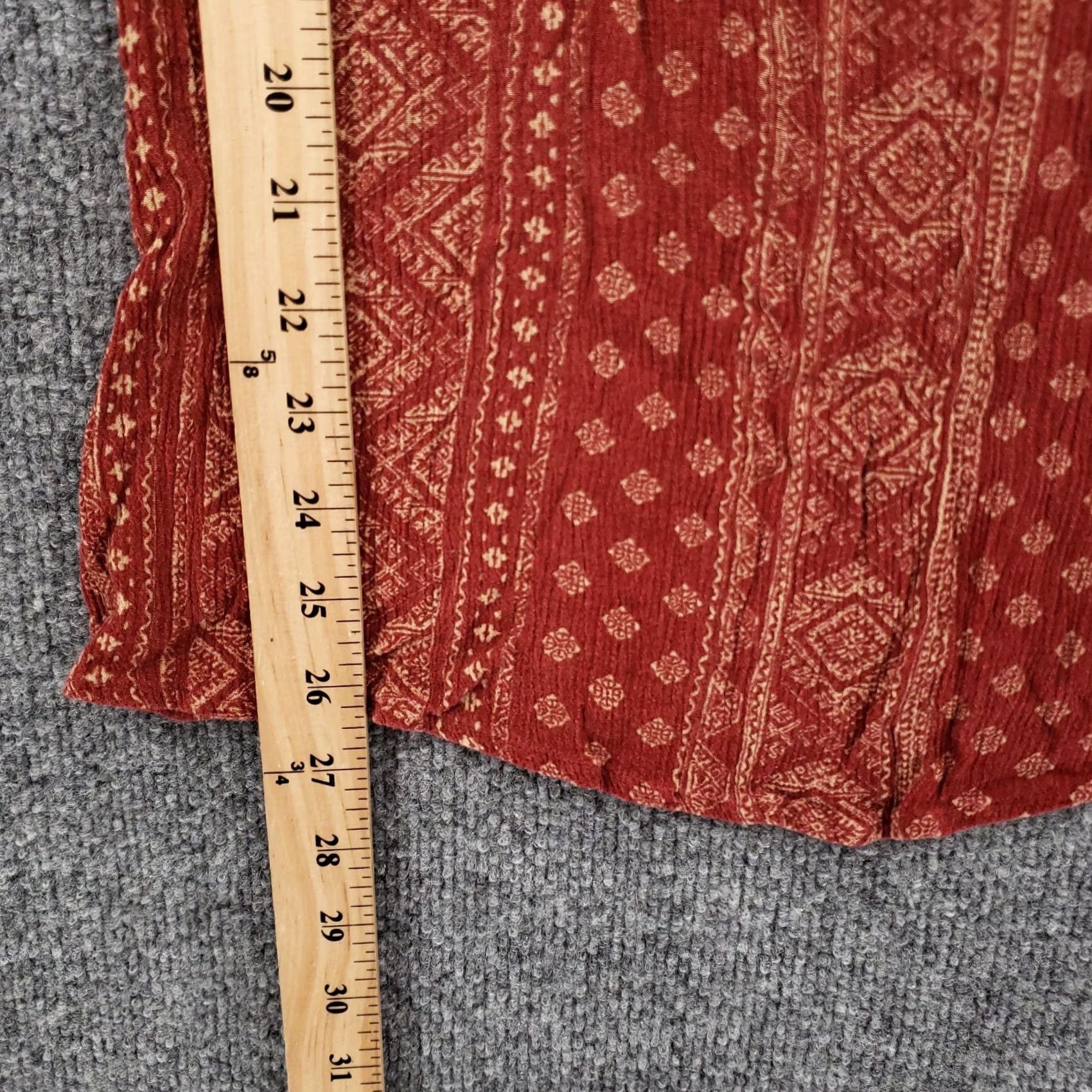 Forever 21 FOREVER 21 Blouse Womens S Small Red Bohemian Tasseled Tie 3/4 Sleeve Top Casual Size S / US 4 / IT 40 - 7 Thumbnail
