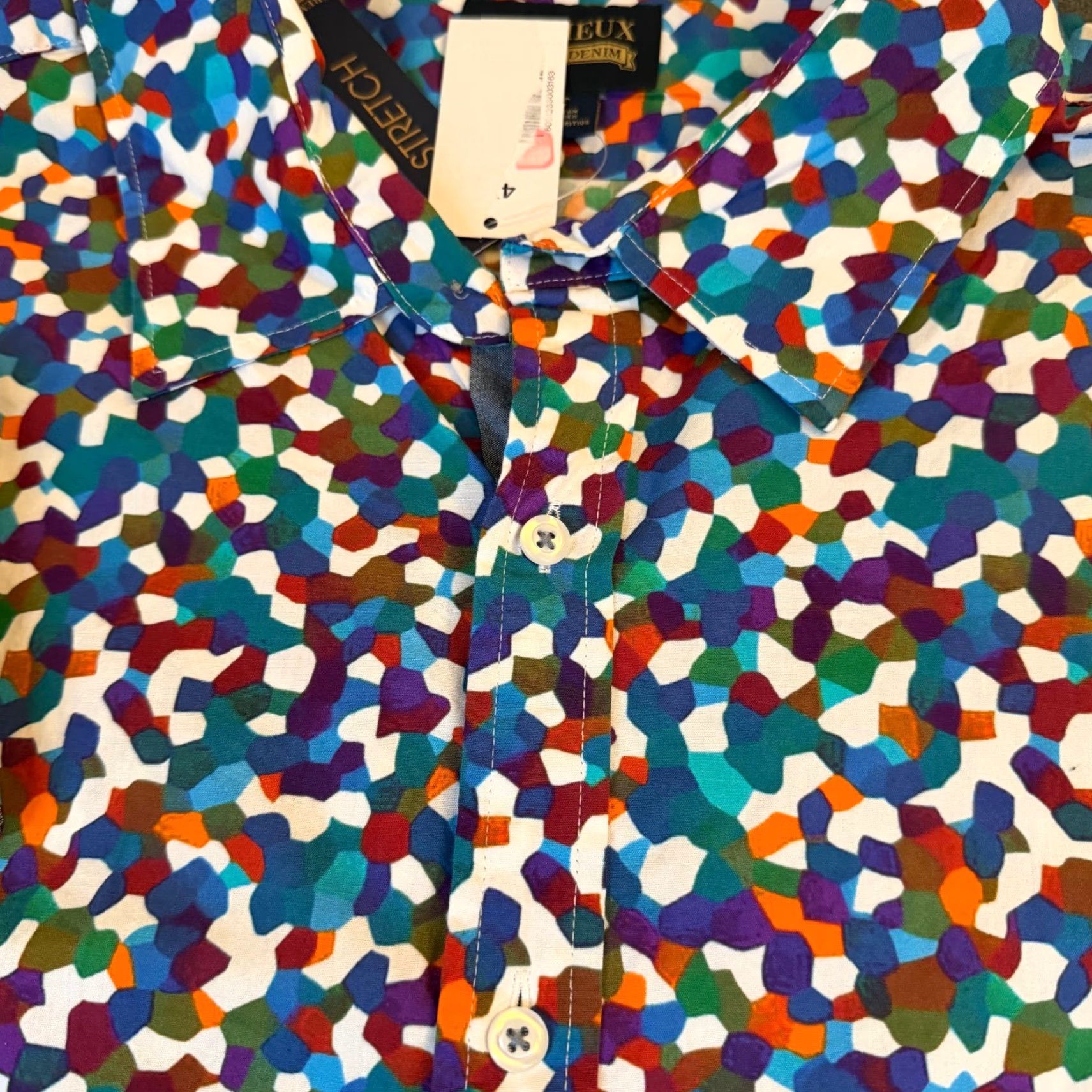 Cremieux Cremieux Multicolor Mosaic Geometric Stretch Shirt 4XT Mens Big & Tall/Casual Button-Front Collared Long Sleeve Size US XXL / EU 58 / 5 - 5 Thumbnail