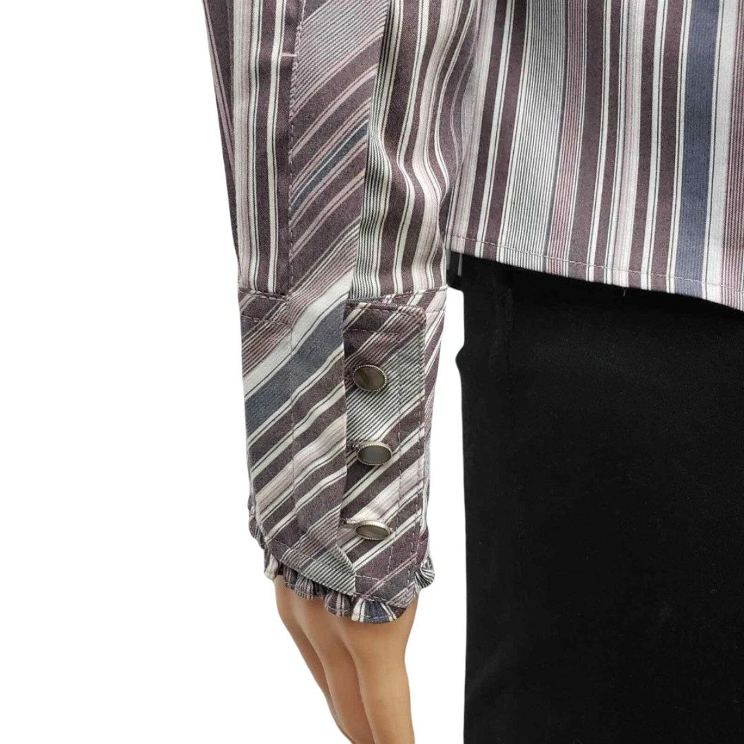 Elie Tahari Elie Tahari Blouse Ruffled Front Cuffs S Button down Striped Size S / US 4 / IT 40 - 8 Thumbnail