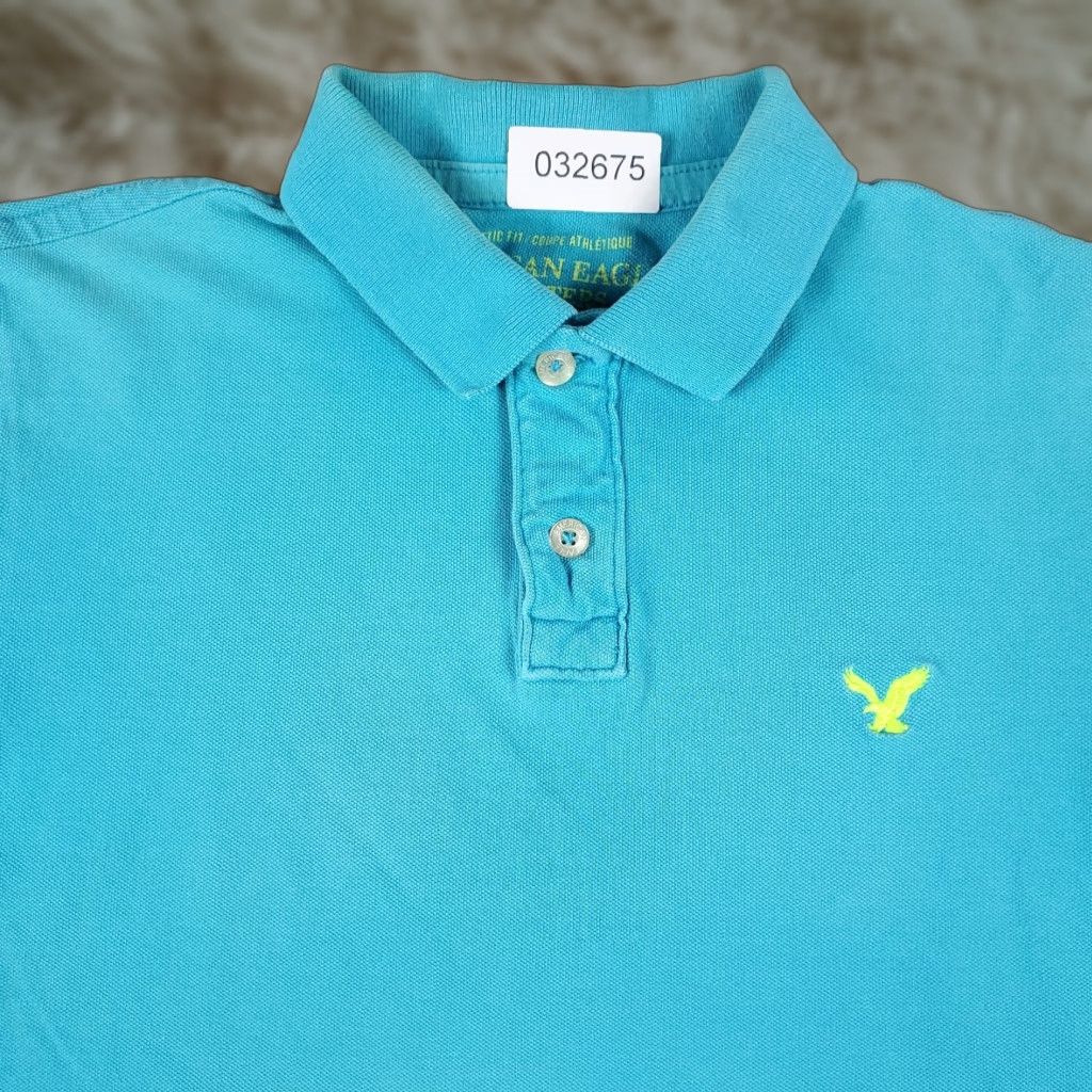 American Eagle Outfitters American Eagle Outfitters Shirt Polo Adult Medium Blue Short Sleeve Cotton Blend Mens Size US M / EU 48-50 / 2 - 1 Thumbnail