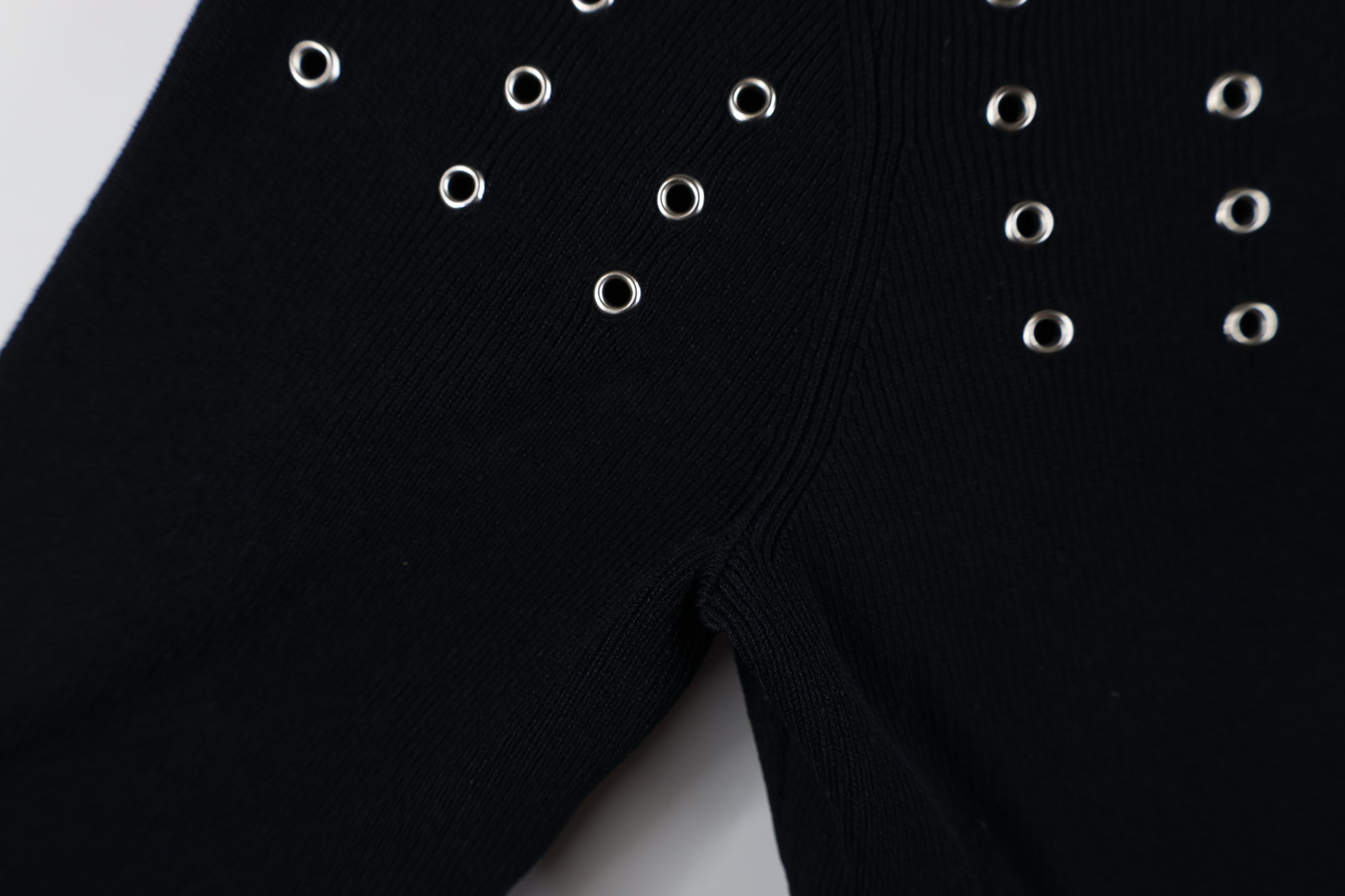 Vintage Vintage 90s Cache Rivet Ribbed Knit Stretch Sweater Black Size M / US 6-8 / IT 42-44 - 5 Thumbnail