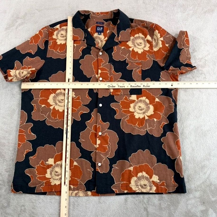 Gap Gap April Bloom Floral Aloha Linen Blend Camp Loop Collar Shirt Men XL Northwest? Size US XL / EU 56 / 4 - 5 Thumbnail