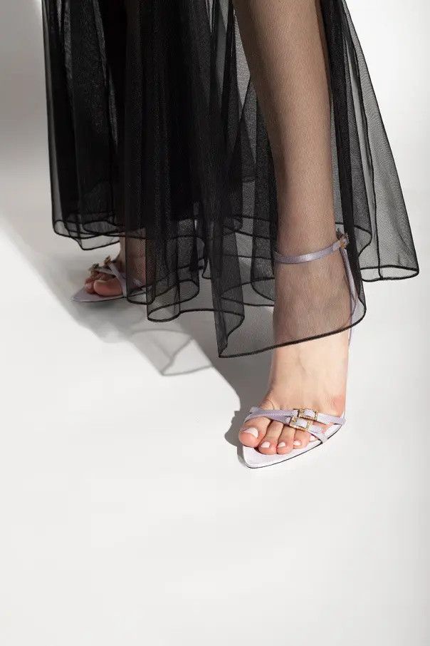 Saint Laurent Paris o1b1hav111224 Lila Sandals in Crepe Satin in Grey Size US 6 / IT 36 - 2 Thumbnail