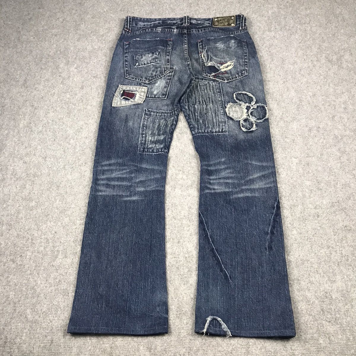 Japanese Brand × Le Grande Bleu (L.G.B.) FLARE PATCHWORK TRIM JAPAN BRAND BOOT CUT DENIM PANTS 141 Size US 30 / EU 46 - 12 Thumbnail