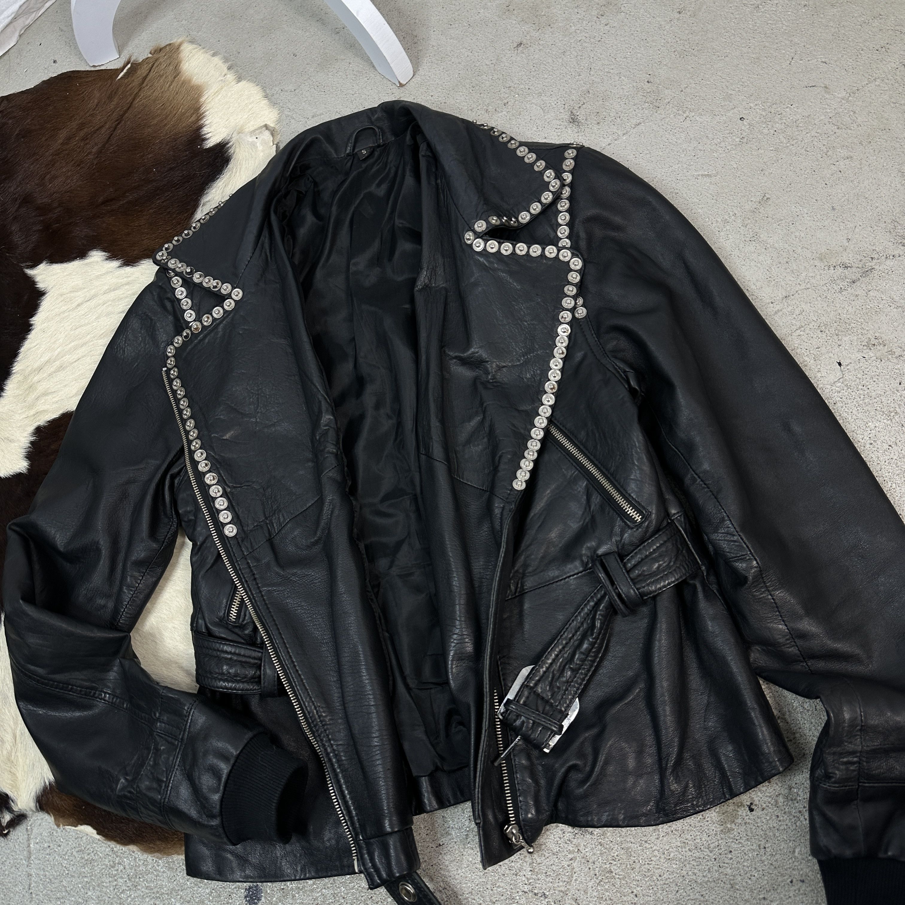 Vintage Vintage Moto Grunge Y2K Biker Studded Leather Jacket Size S / US 4 / IT 40 - 3 Thumbnail