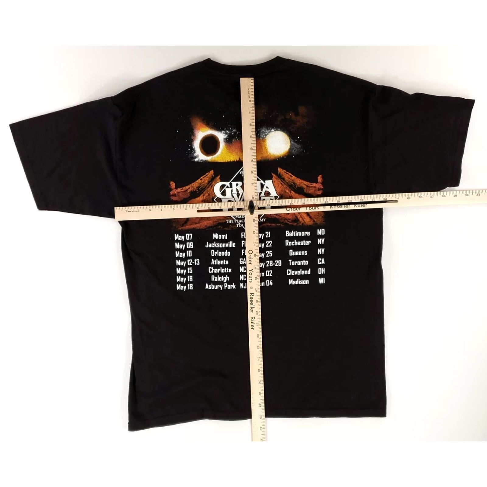 Vintage Greta Van Fleet T-Shirt Black XL Mens 2019 March of the Peaceful Army Tour Size US XL / EU 56 / 4 - 7 Thumbnail