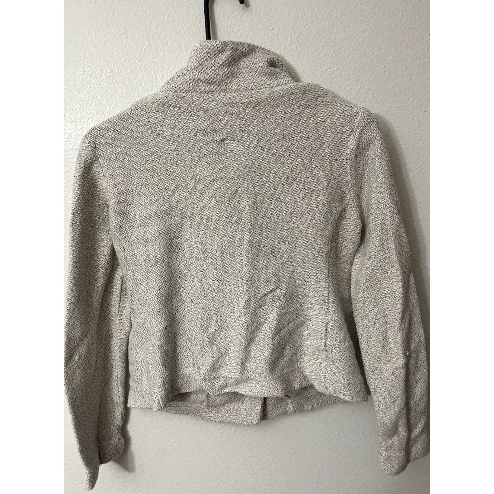 Ann Taylor ANN TAYLOR LOFT VINTAGE Small Petite Knit Sweater Gray Full Zip Long Sleeve Womens Size S / US 4 / IT 40 - 3 Thumbnail