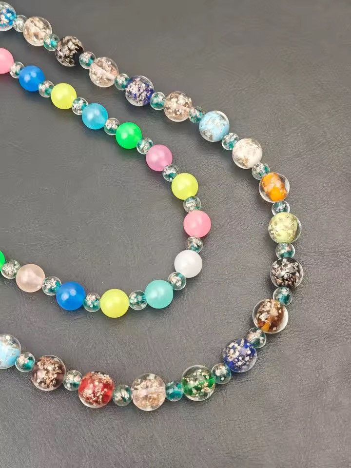 Jewelry Layered Luminous Glass Beads Chain Silver Waist Accessories Size ONE SIZE - 5 Thumbnail
