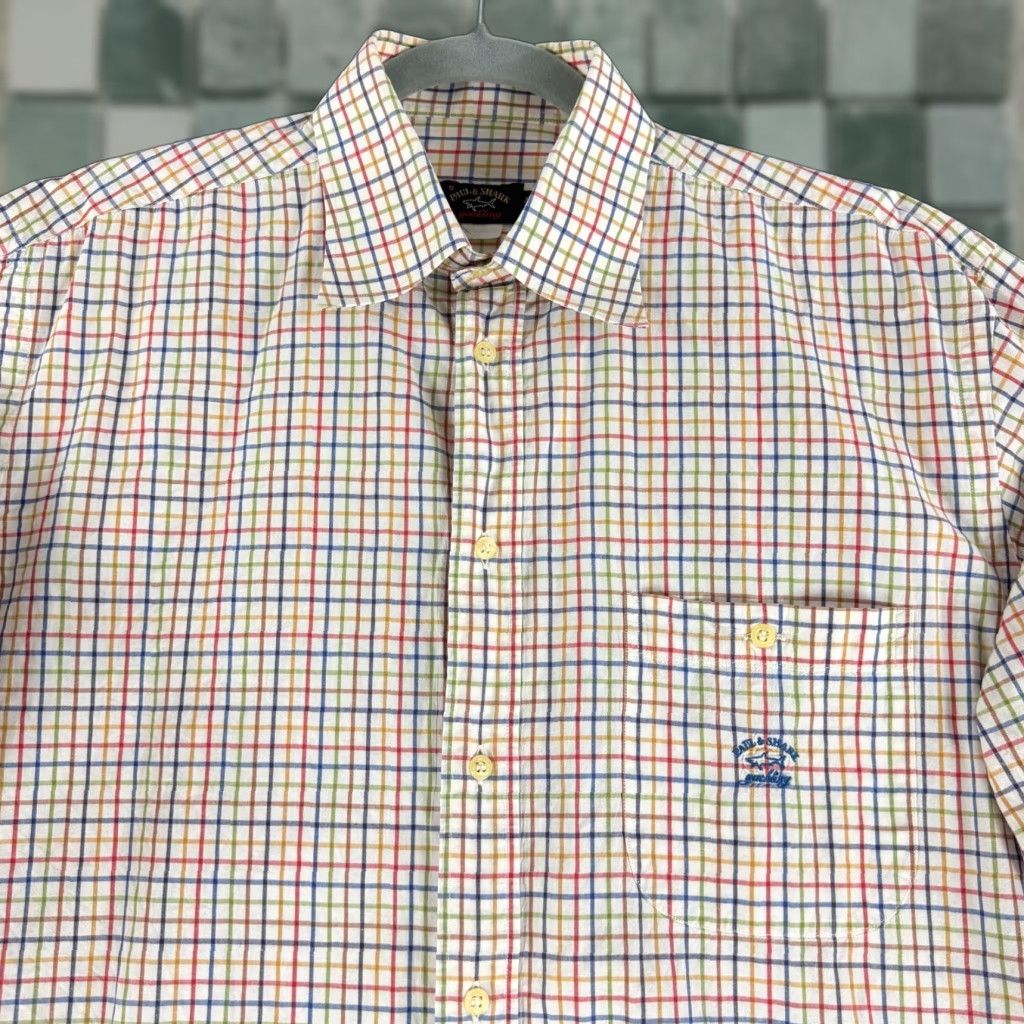 Paul & Shark Paul & Shark Yachting Button-Up Shirt Mens Large Yellow Plaid Long Sleeve Cotton Size US L / EU 52-54 / 3 - 1 Thumbnail