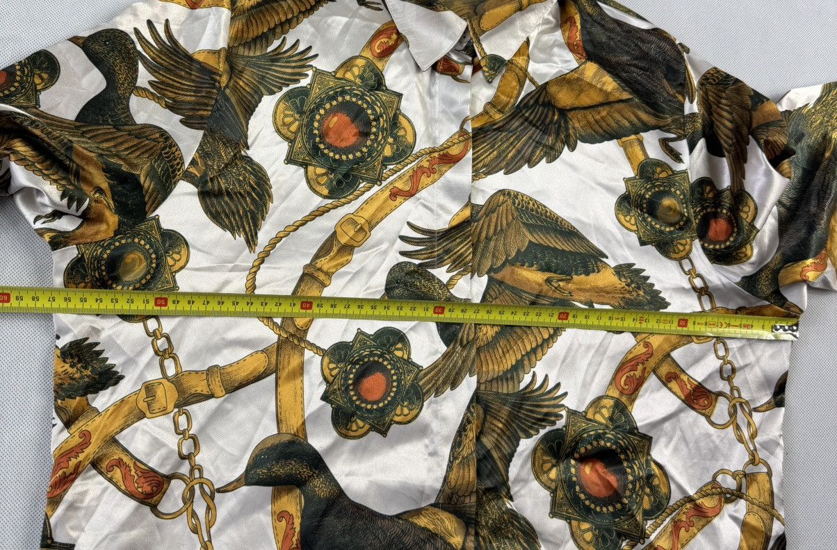 Other Unique Silk Shirt 100% Silk Birds Gold Size XXL / US 16-18 / IT 52-54 - 7 Thumbnail